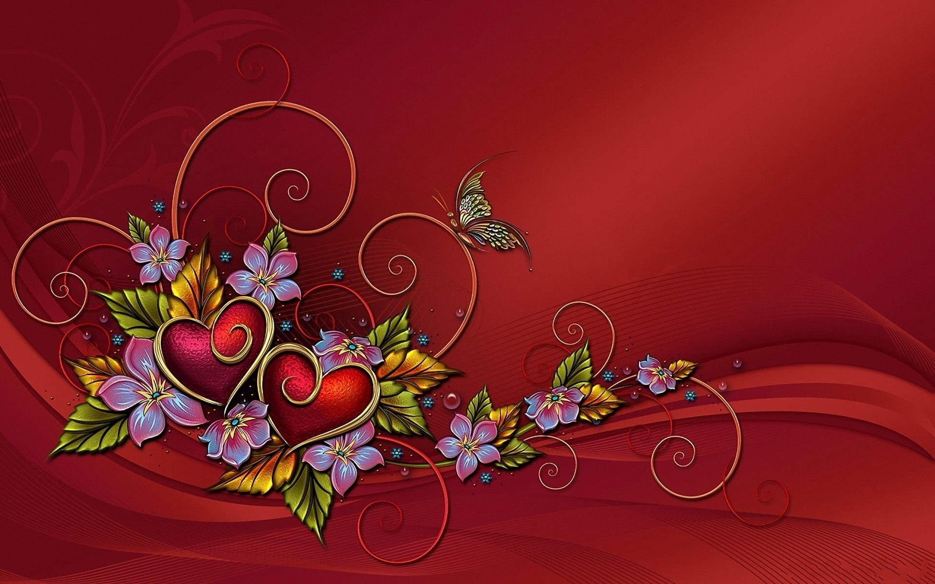 decoration, creativity, abstract, red, backgrounds, colored background, decor, illustration, food, 1080P, single Flower, shape, ornate, table, celebration, HD Wallpaper