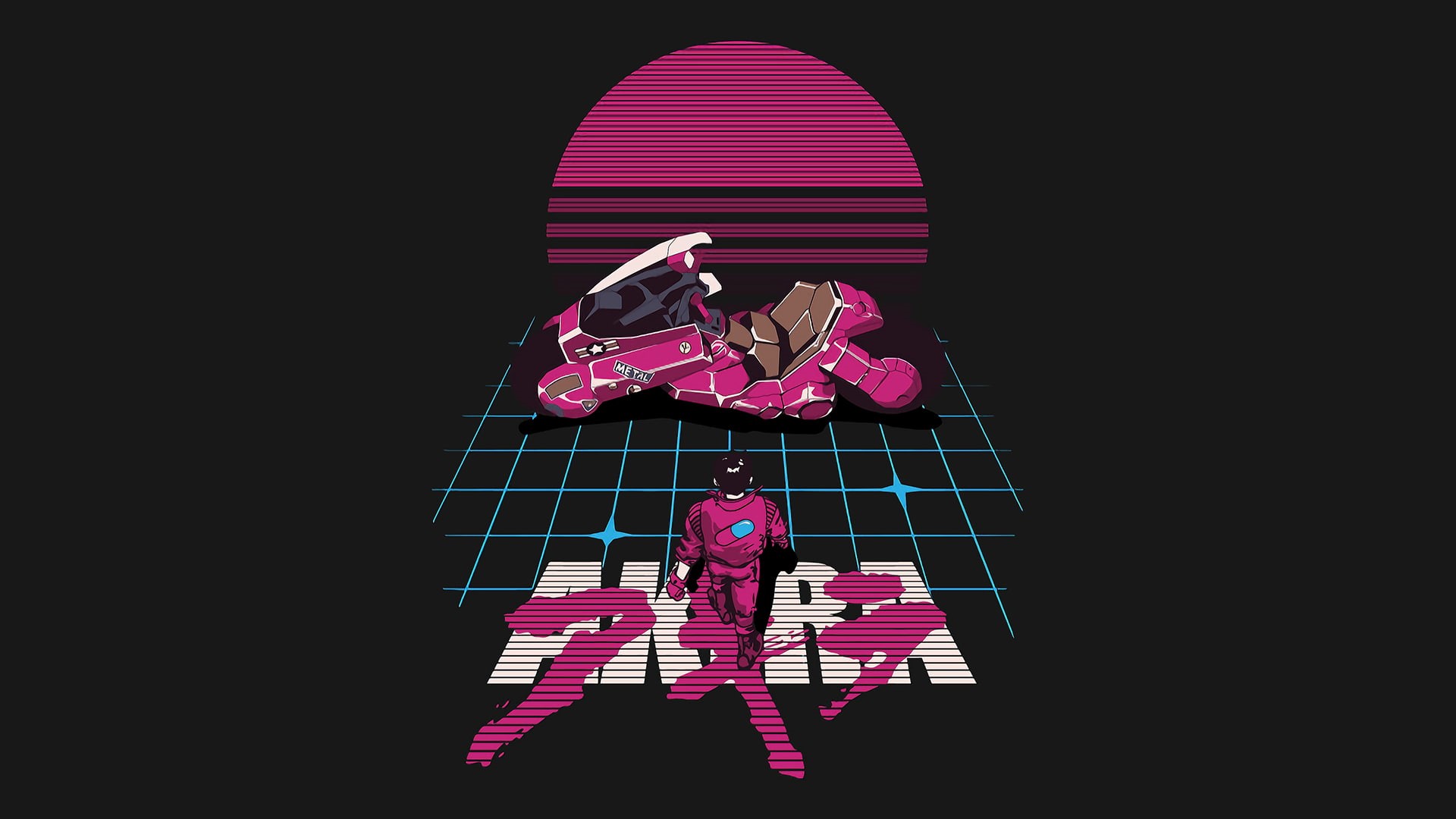 simple background, neon, Akira, kaneda, 1080P, motorcycle, HD Wallpaper