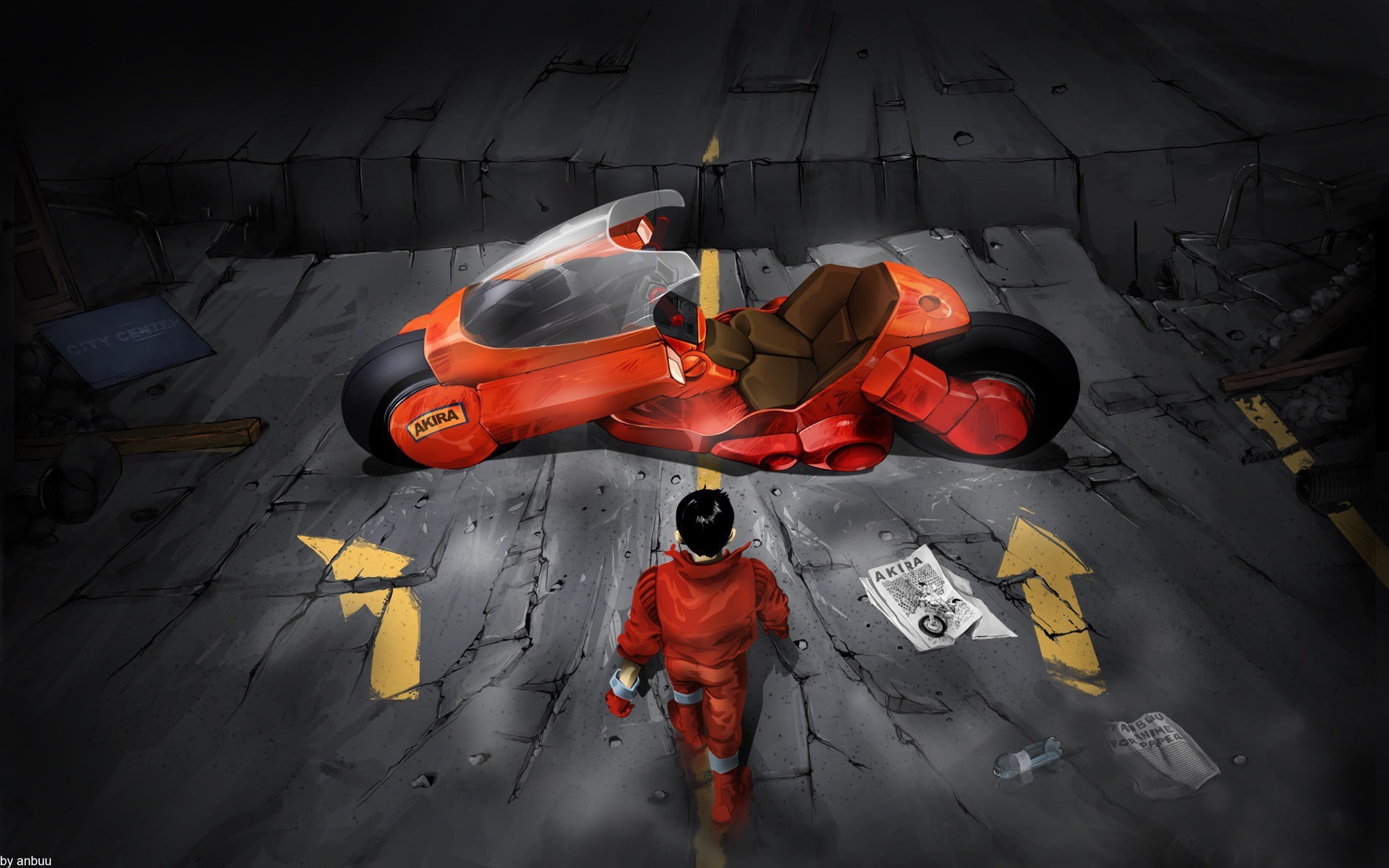 man, motorcyclce, full length, working, clothing, safety, artwork, two people, industry, protection, anime, near, occupation, digital, rear view, HD Wallpaper