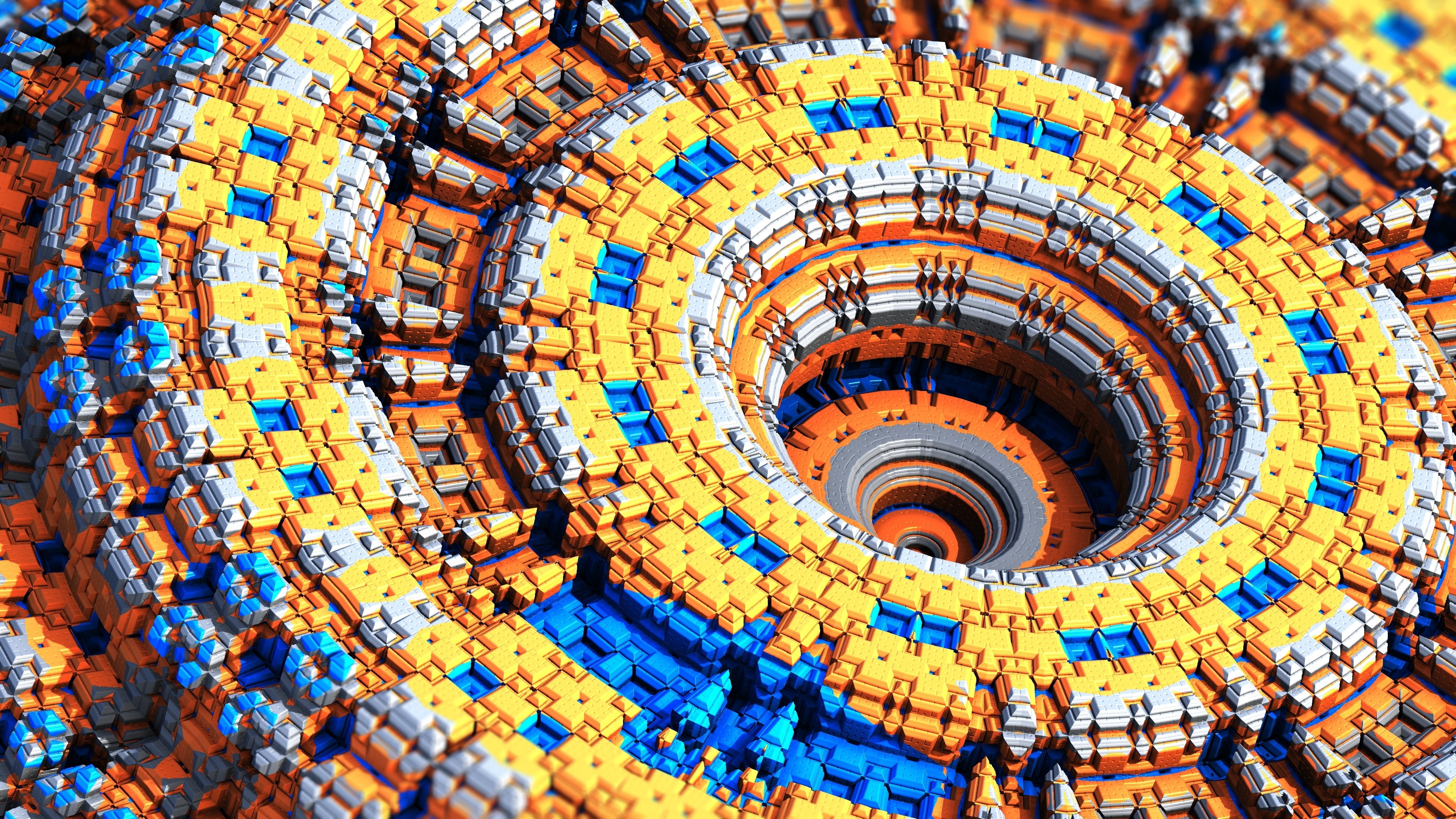 4K, Blocks, Complex, Circles, 4K, HD Wallpaper