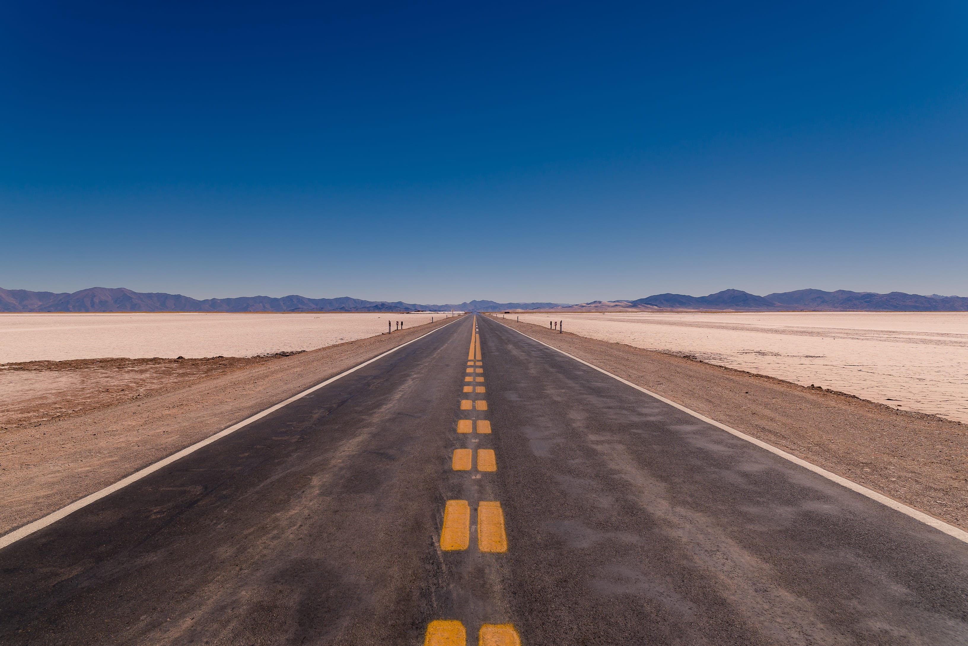 environment, highway, transportation, argentina, hot, sign, nature, concrete, the way forward, straight, dry, symmetry, salinas grandes, desolate, route 52 - jujuy, HD Wallpaper