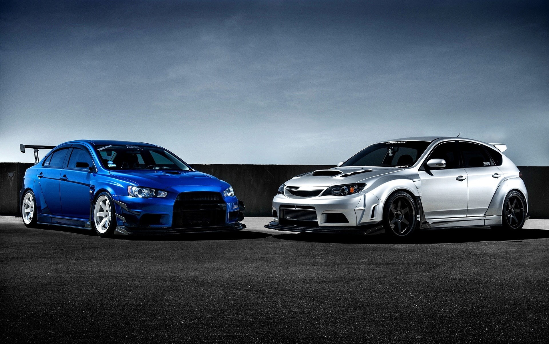 silvery, Evolution, kit, car, race car, copy space, retro styled, motor vehicle, Mitsubishi, mode of transportation, Lancer, sedan, front, black color, HD Wallpaper