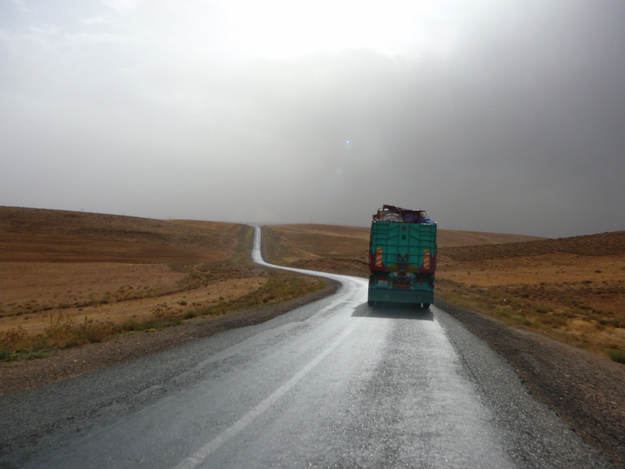 truck, gray, maroc, transportation, trucking, morocco, driving, marocco, concrete, concrete road, nature, blue, 1080P, marruecos, land Vehicle, street, HD Wallpaper