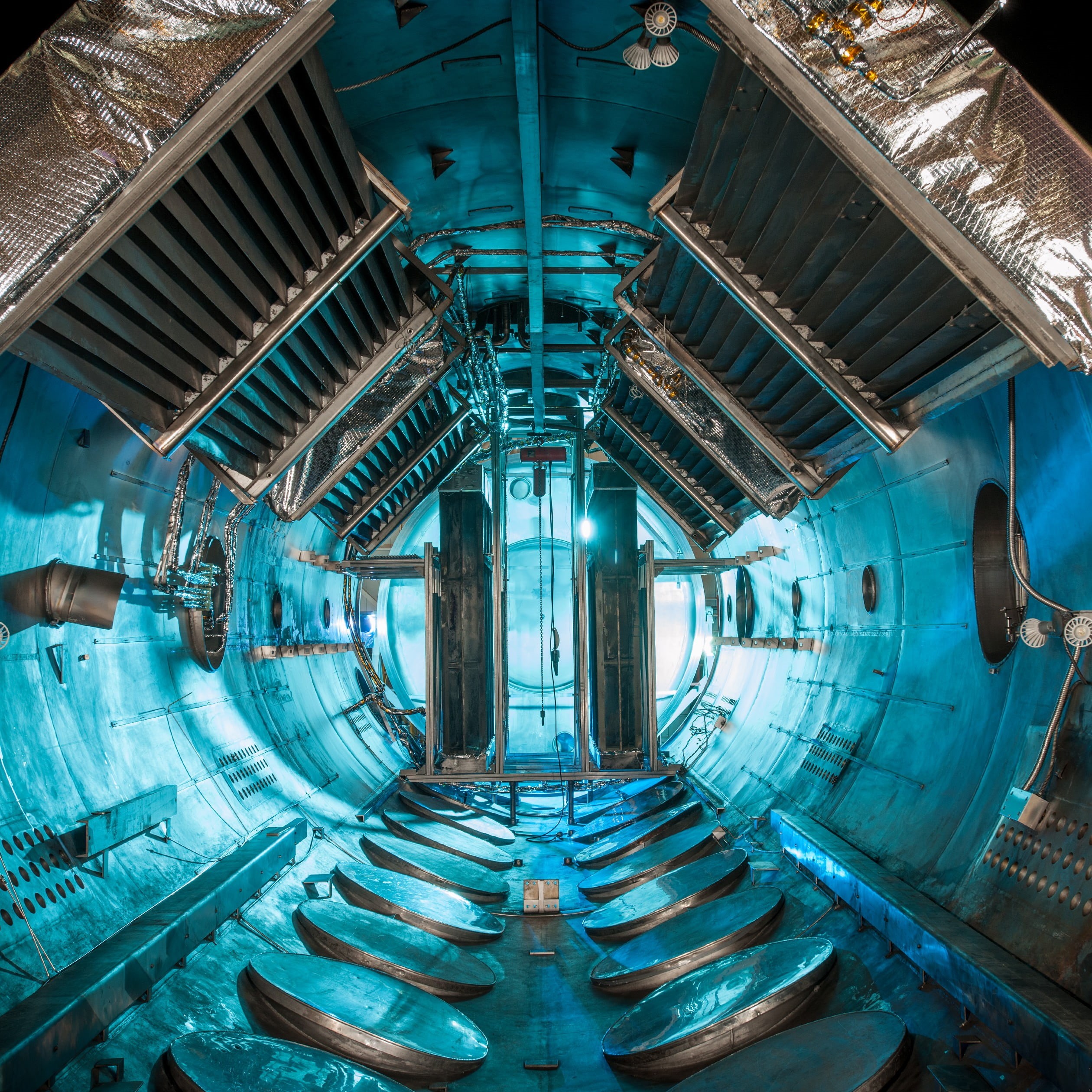 metal, 1080P, tunnel, staircase, history, architecture, pipe - tube, industry, day, blue, high angle view, built structure, factory, ceiling, old, indoors, Phone HD Wallpaper