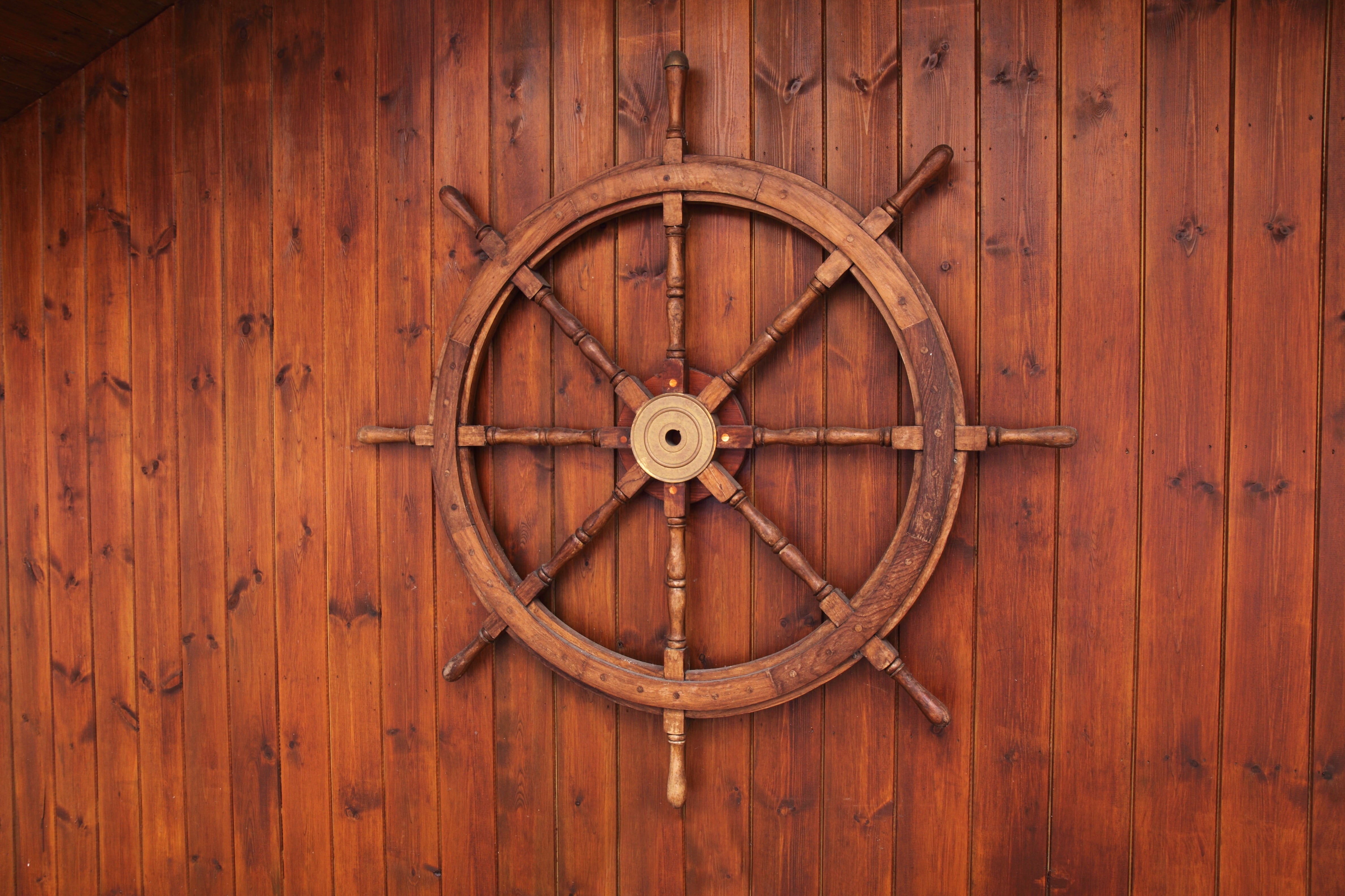nautical, close-up, time, wooden, wall, single object, textured effect, handle, rudder, wheel, marine, wall - building feature, sail, indoors, brown, pattern, HD Wallpaper