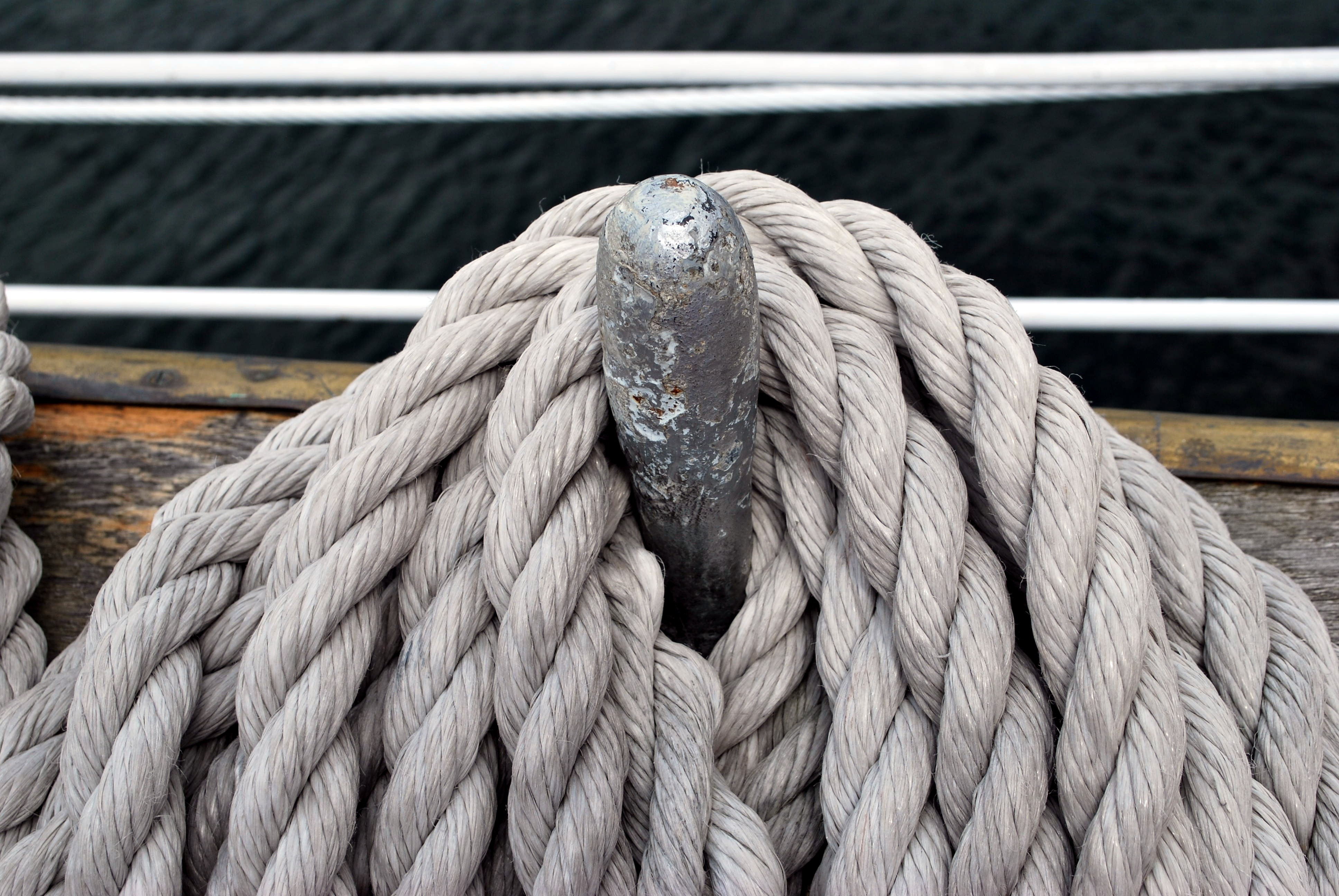 wood - Material, nature, outdoors, metal, nautical Vessel, pier, tied Knot, water, focus on foreground, no people, 4K, node, pattern, connecting, transportation, HD Wallpaper