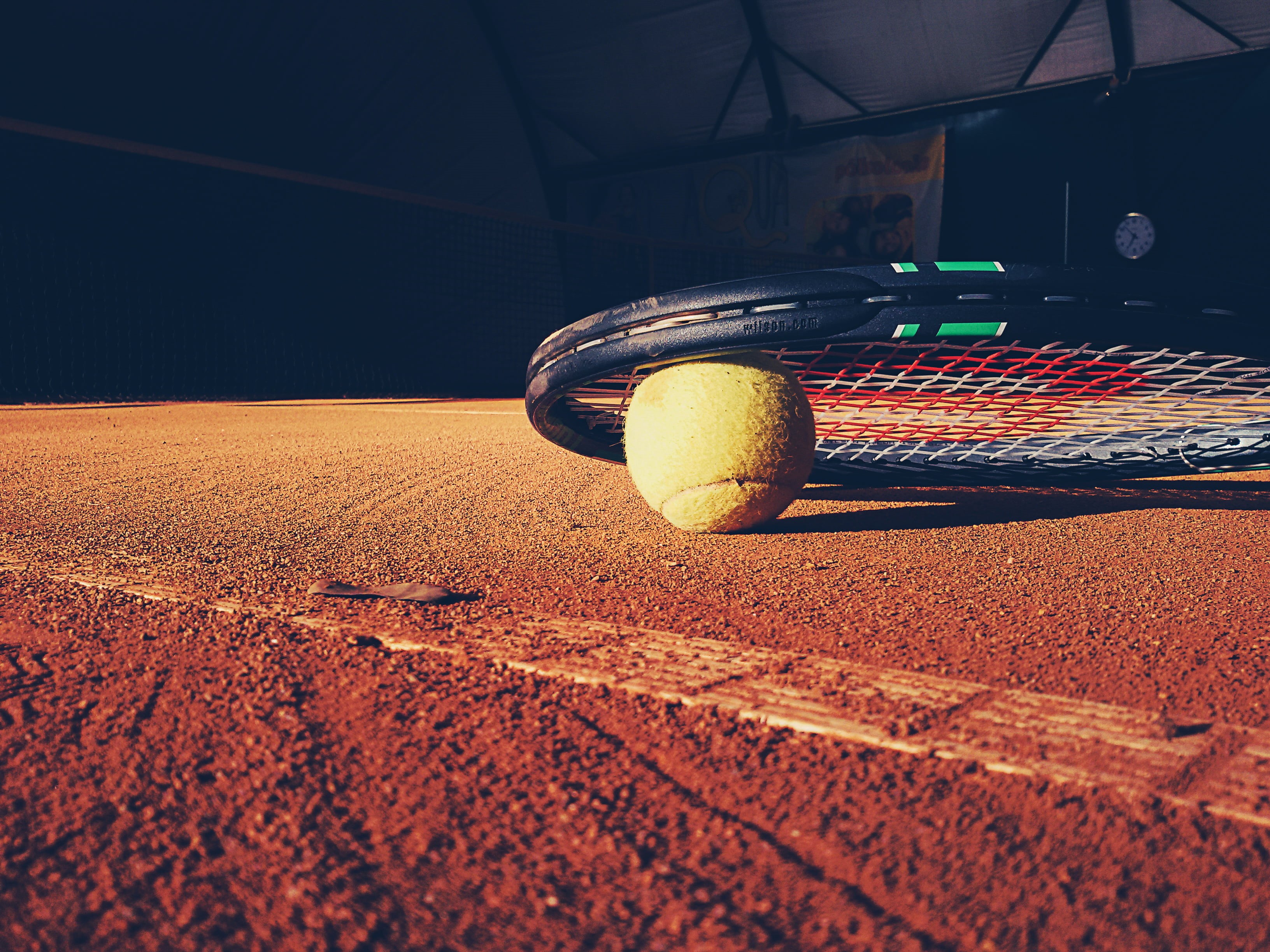 leisure games, activity, baseball - ball, tennis, 2K, sphere, ground, black, day, sport, close-up, playing field, racket, ball, sports venue, sports equipment, HD Wallpaper