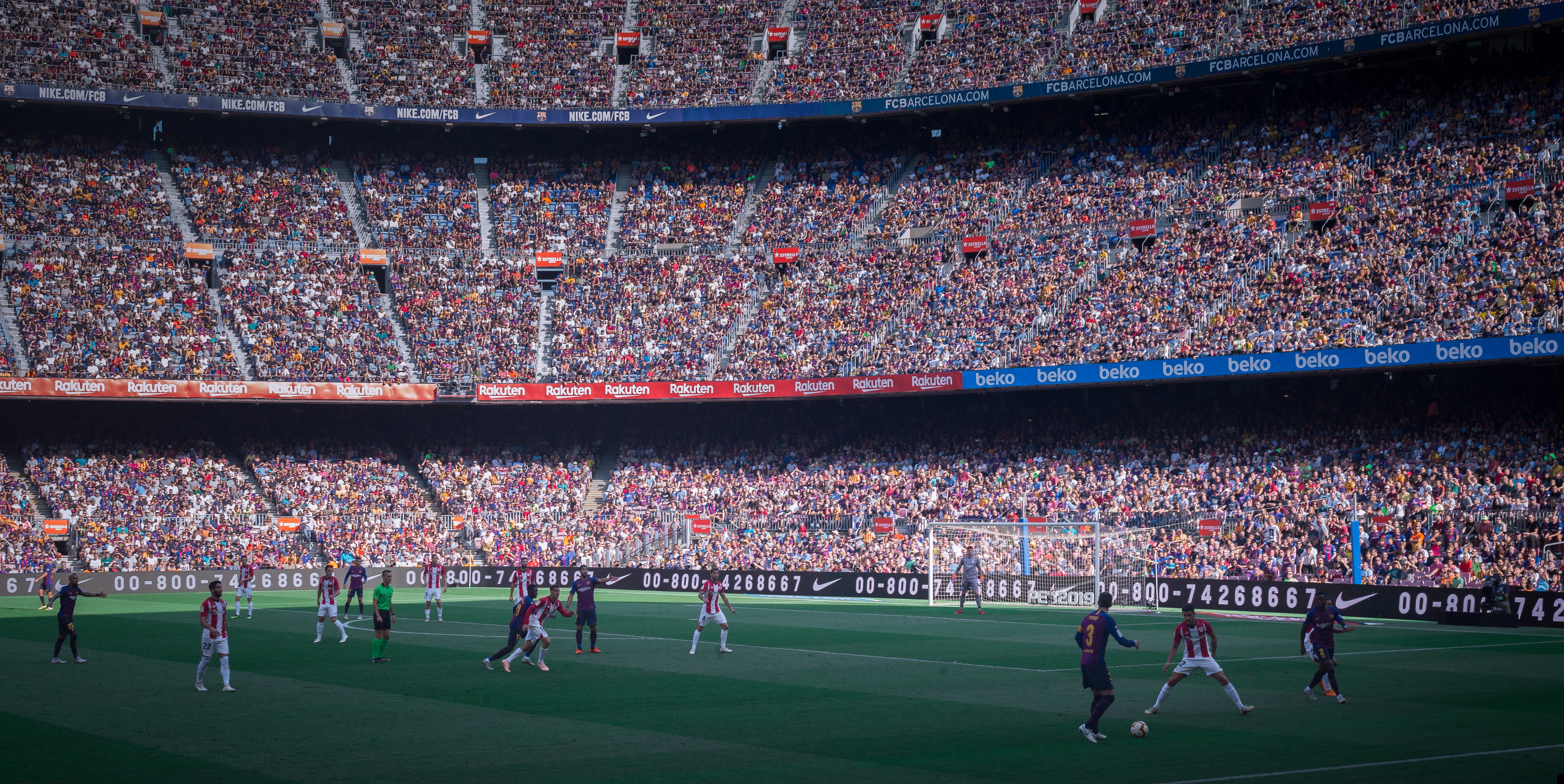 camp-nou, 5K, building, human, competition, sportsman, audience, group of people, crowd, spectator, real people, people, incidental people, athlete, men, HD Wallpaper
