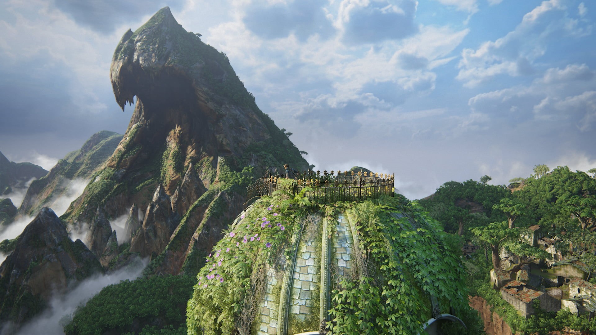 tranquil scene, day, environment, Uncharted 4: A Thiefs End, ancient civilization, 1080P, mountain peak, no people, brown, green, outdoors, cloud - sky, HD Wallpaper