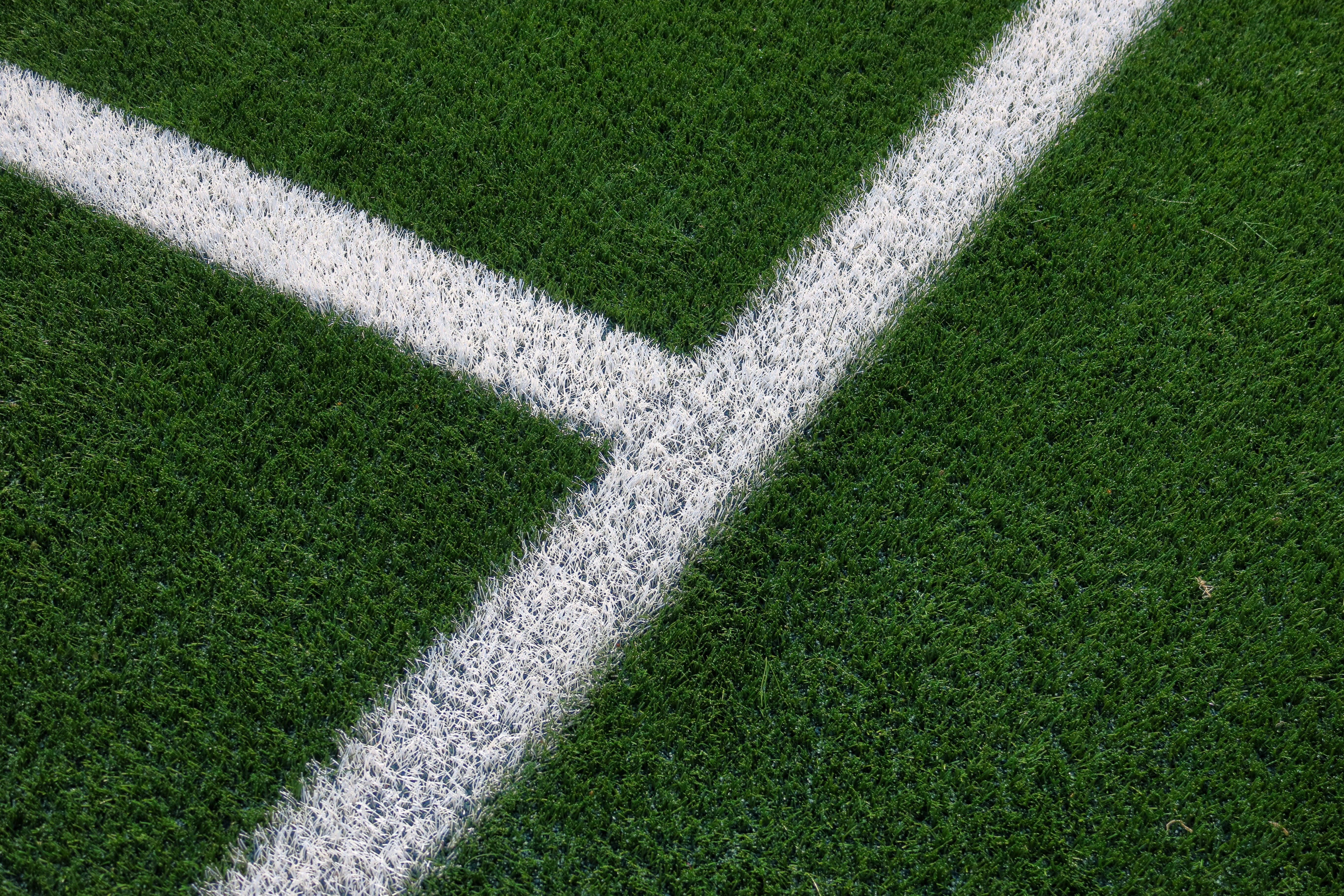 soccer, green color, single line, nature, 5K, day, mark, land, high angle view, soccer field, sport, football field, no people, competition, backgrounds, HD Wallpaper