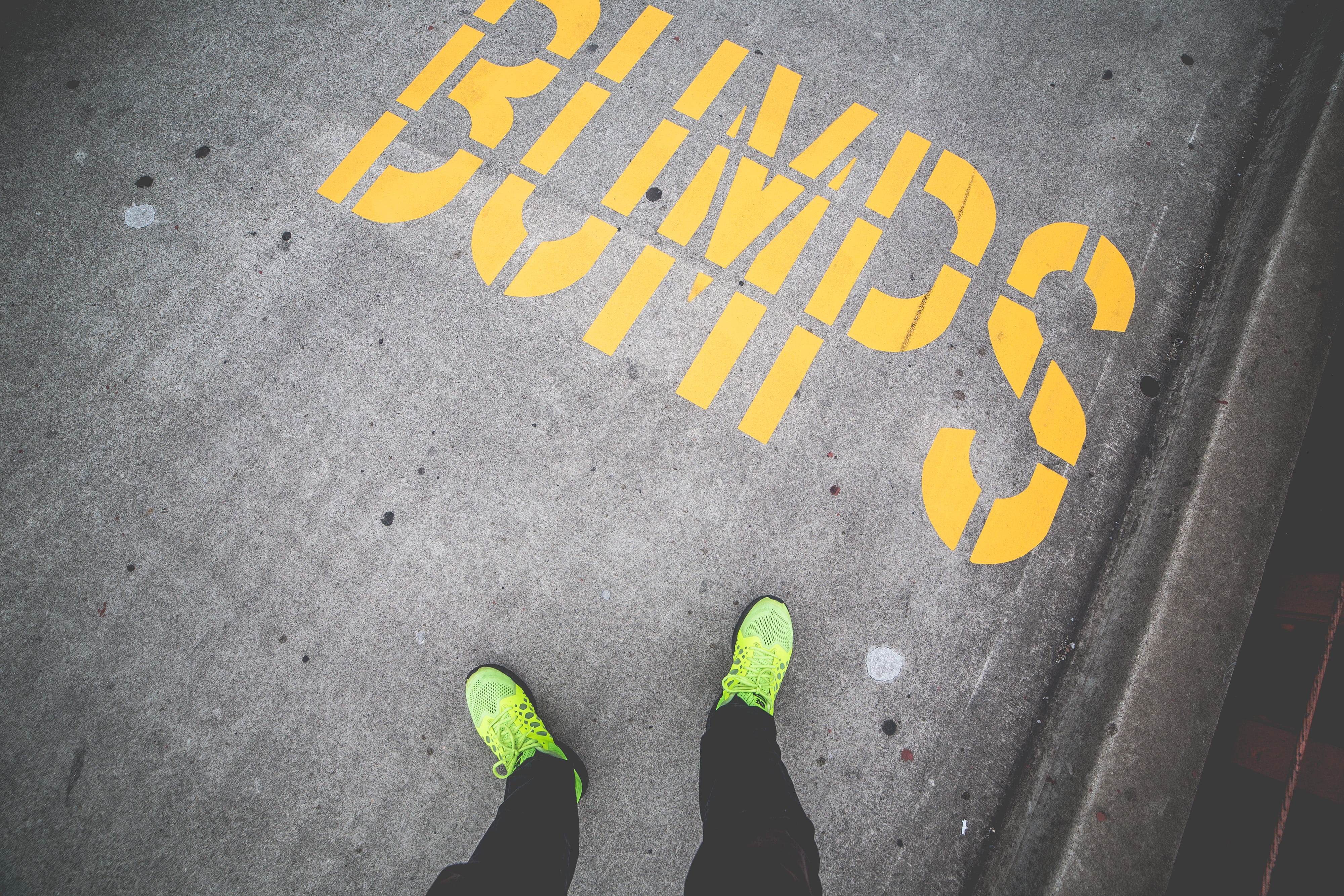 man, day, lifestyles, one person, Sidewalk, marking, human foot, human body part, street, people, standing, outdoors, legs, road, shoes, body part, problems, HD Wallpaper