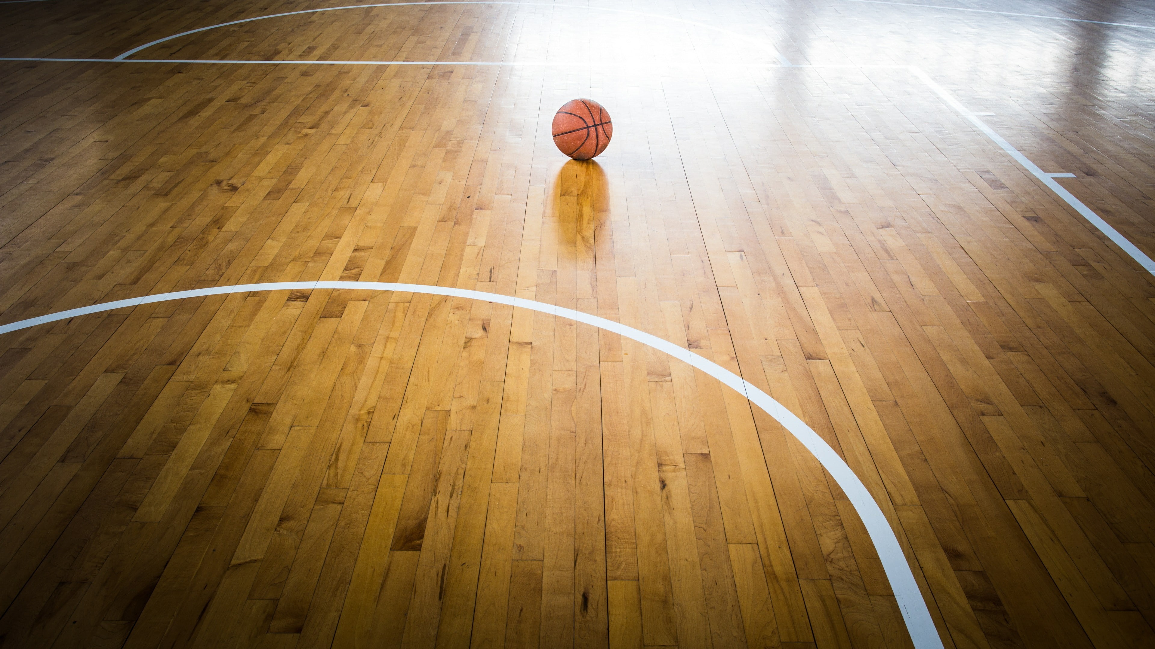 basketball court, floor, ball, basketball, 4K, HD Wallpaper