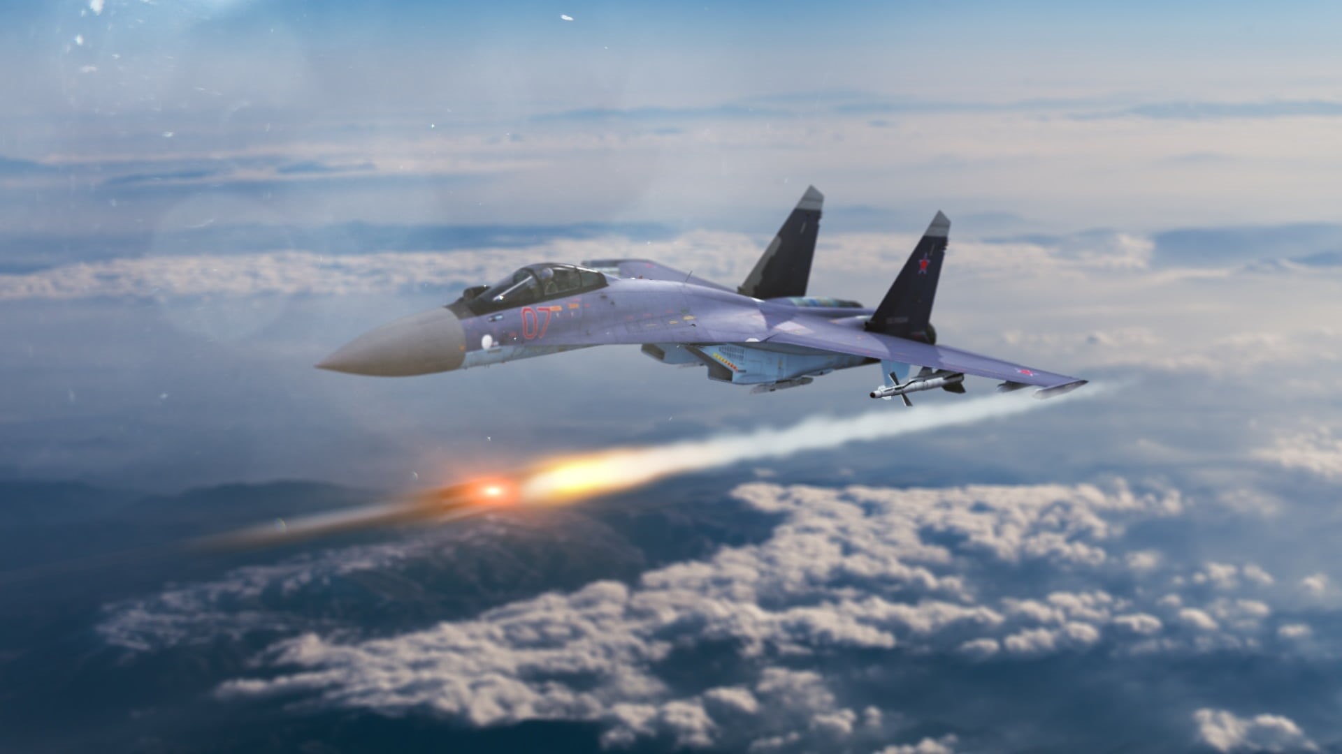 sunset, public transportation, fighter, lens flare, aerospace industry, rocket, daytime, aircraft, sukhoi, su-35, plane, nature, sunlight, flight, transportation, HD Wallpaper
