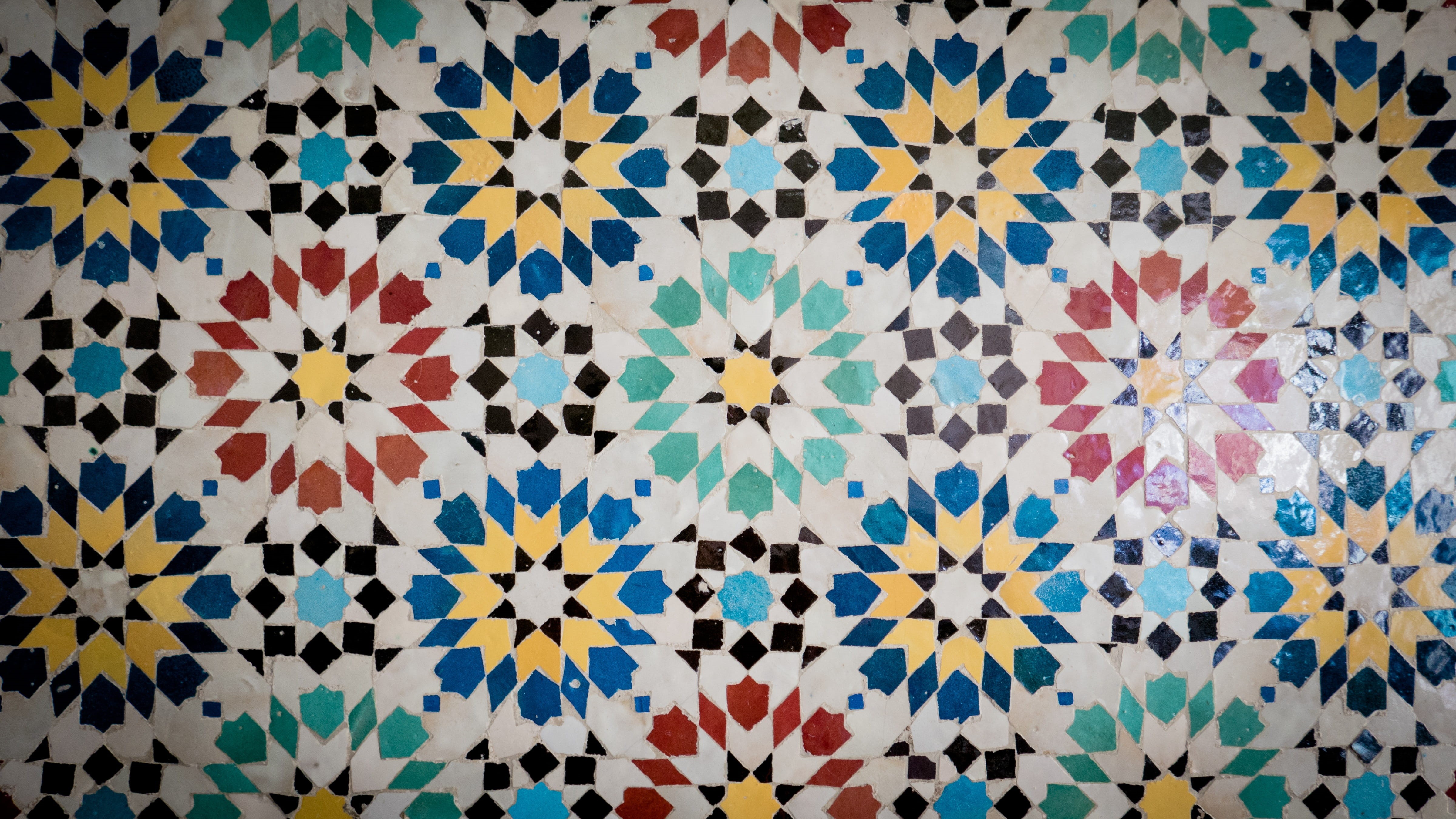 decorative, diamonds, design, textile, blue, full frame, yellow, ceramic mosaic, arabic, blue, surface, platelet, floral, floral pattern, ceramic, HD Wallpaper