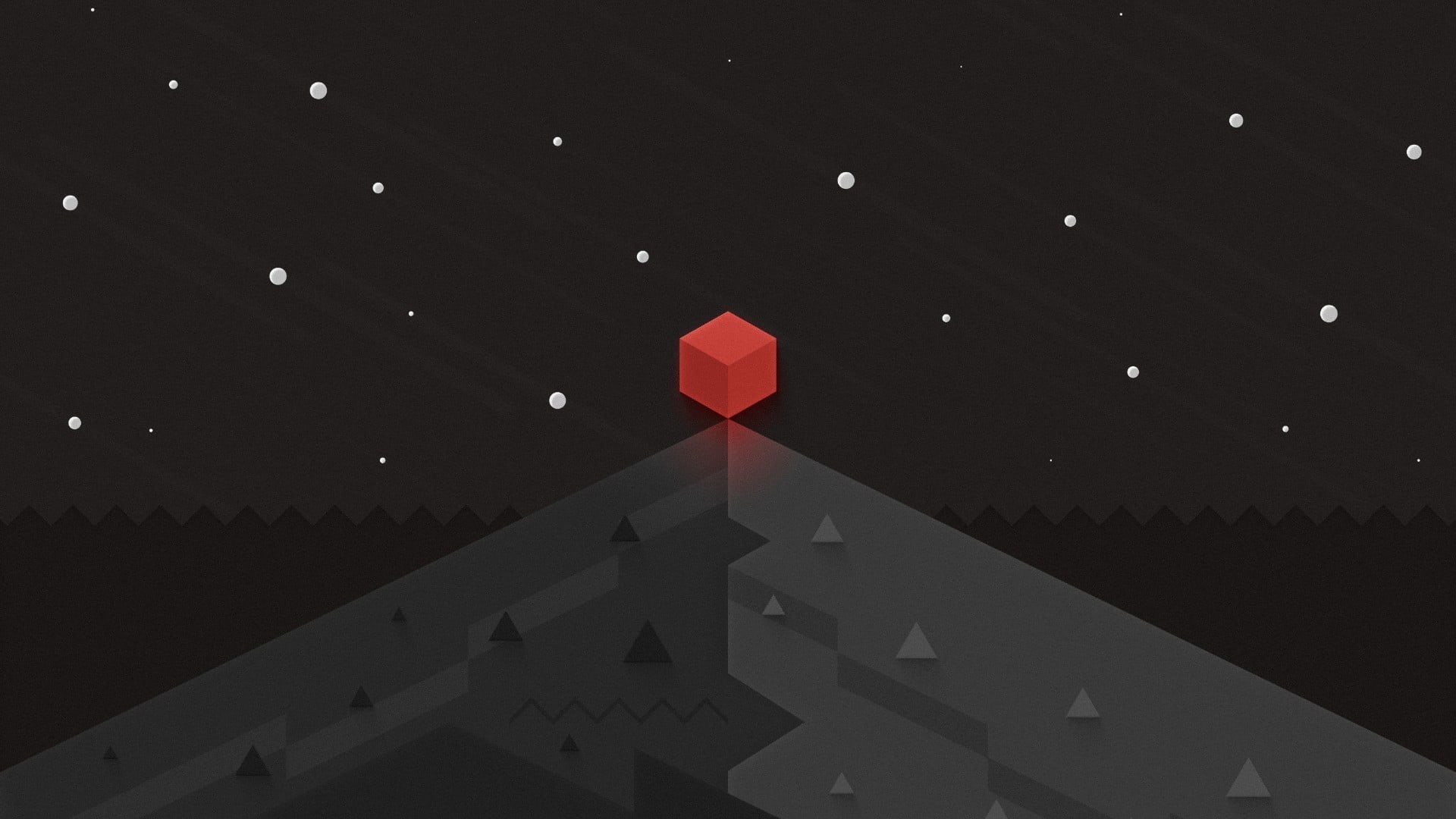 red, night, triangle shape, creativity, dark, silhouette, material design, abstract, 1080P, architecture, nature, geometric shape, shape, symbol, hex, HD Wallpaper