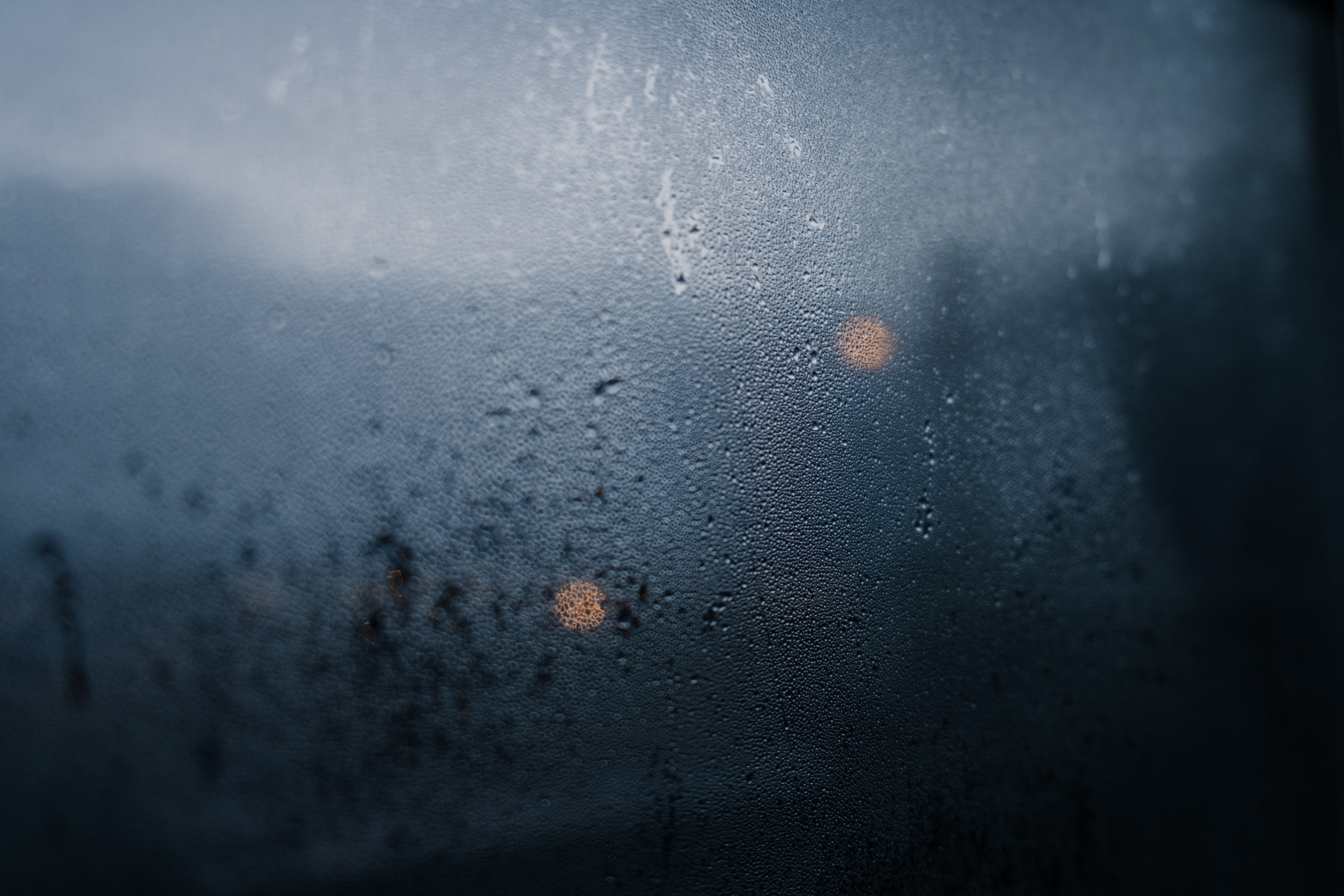 no People, rain, morning, backgrounds, dark, textured, fog, outdoors, 5K, macro, reflection, winter, storm, panel, windshield, drop, close-up, blue, pattern, HD Wallpaper