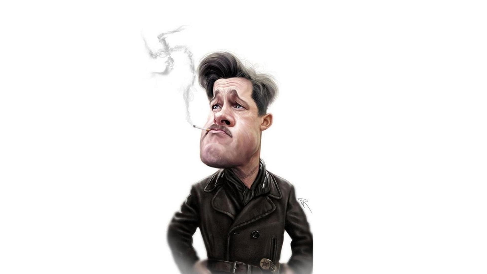 cigarette, 1080P, human face, studio shot, social issues, men, copy space, inglourious basterds nazi brad pitt swastika, adult, cut out, activity, males, HD Wallpaper