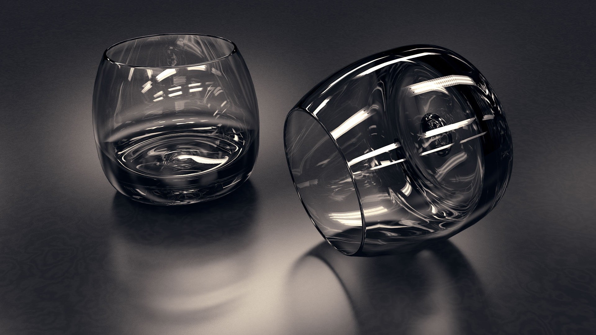 drinking glass, whisky glass, transparent, cups, vulnerability, simple, table, digital art, 3D, glass, household equipment, still life, food and drink, HD Wallpaper