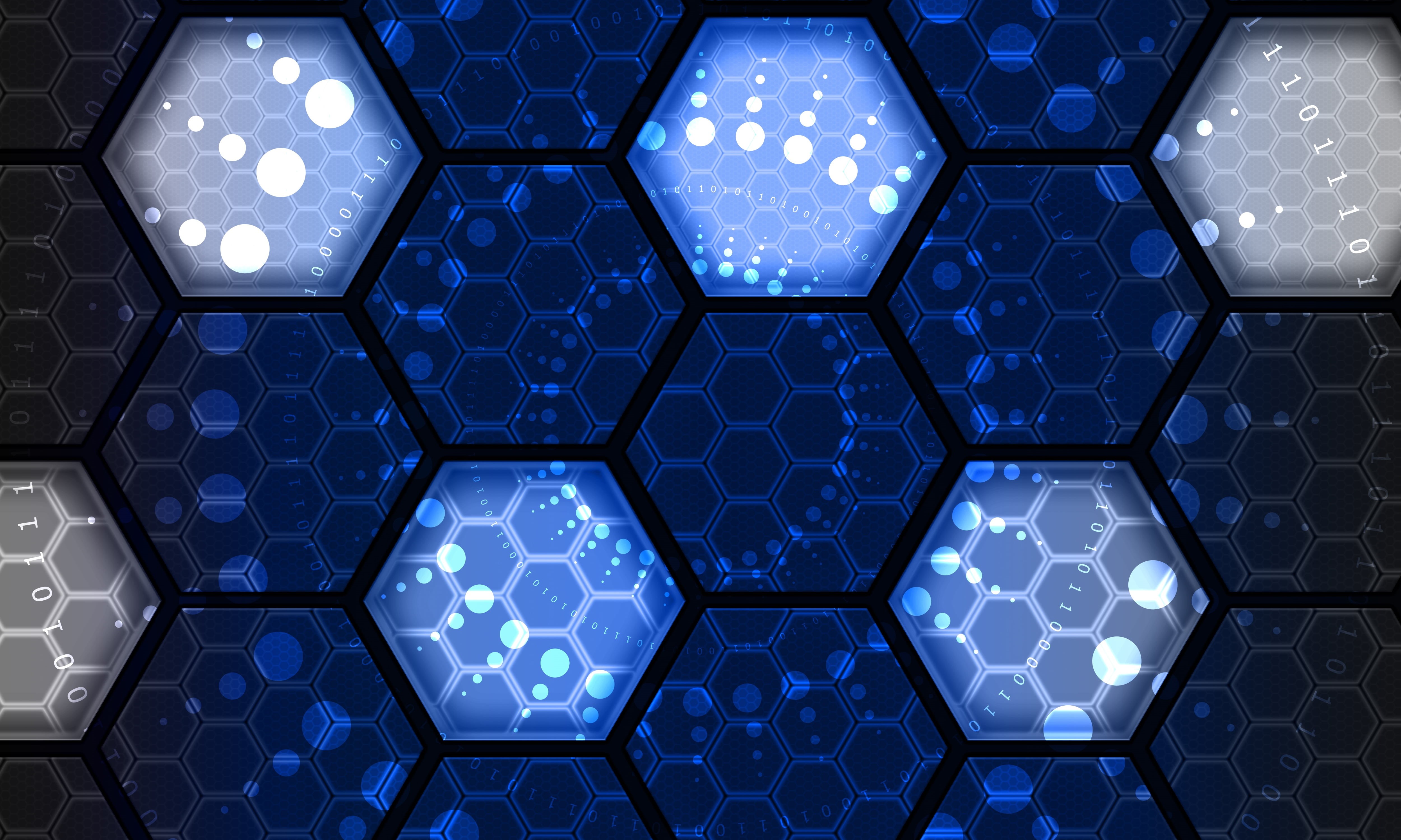 4K, gray, electricity, geometric shape, hexagon, shiny, shape, metal, design, hexes, ornate, molecular structure, illuminated, lighting equipment, connection, HD Wallpaper