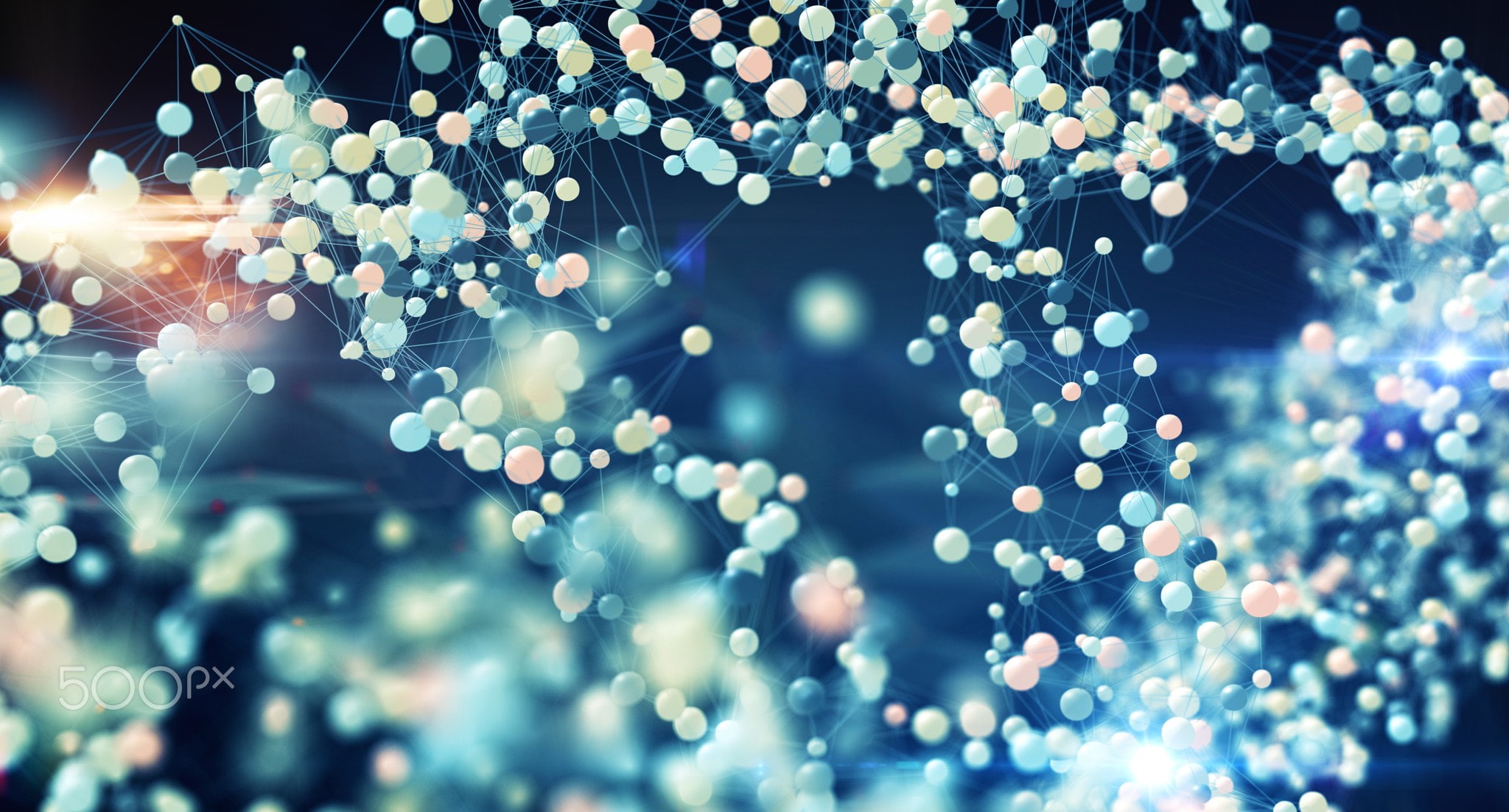 digital art, bright, decoration, close-up, 1080P, 500px, no people, abstract, molecular structure, blue, abstract backgrounds, celebration, selective focus, HD Wallpaper