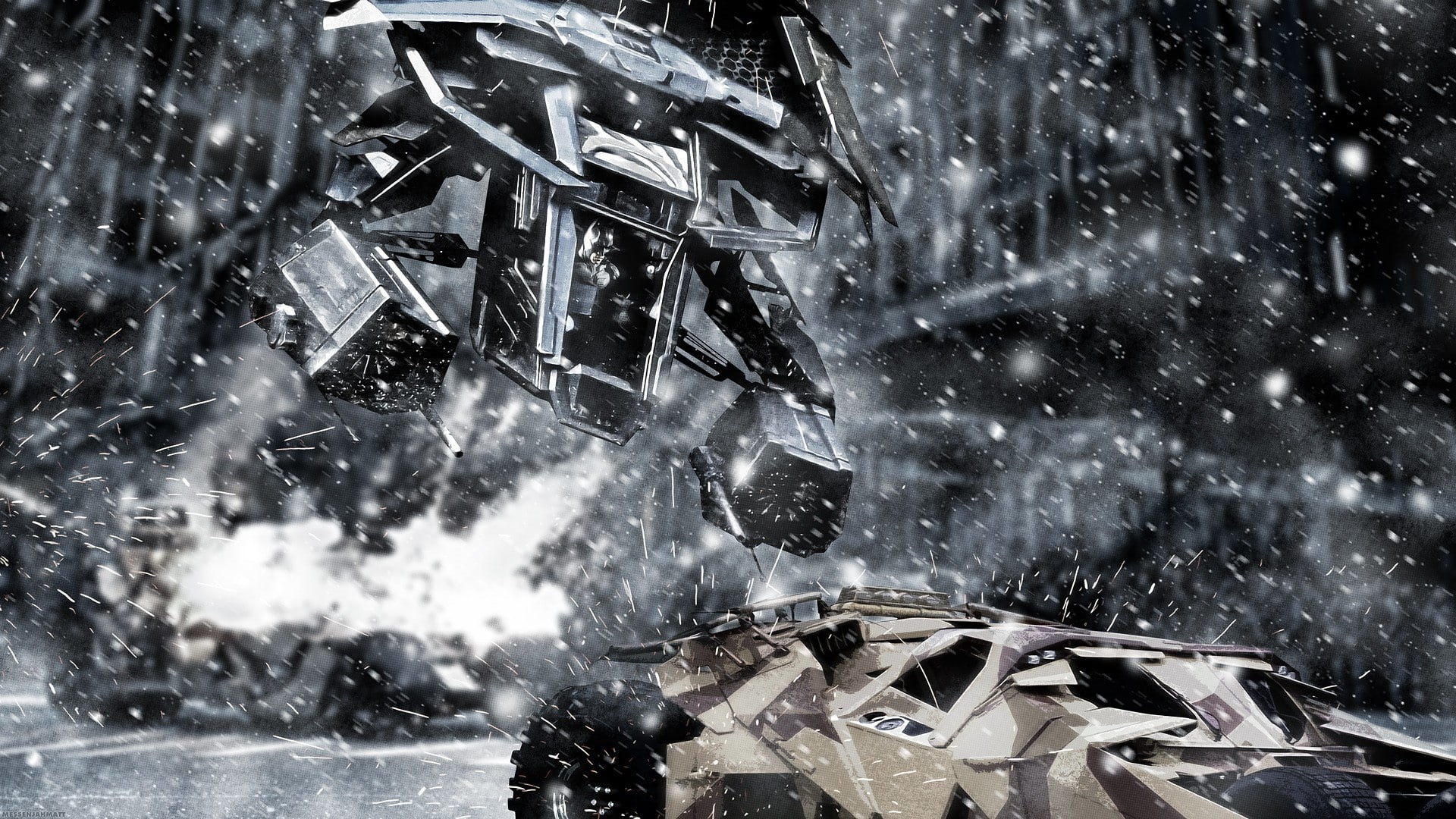 snowing, shattered glass, breaking, broken, safety, damaged, MessenjahMatt, The Dark Knight Rises, outdoors, mode of transportation, 1080P, blurred motion, HD Wallpaper