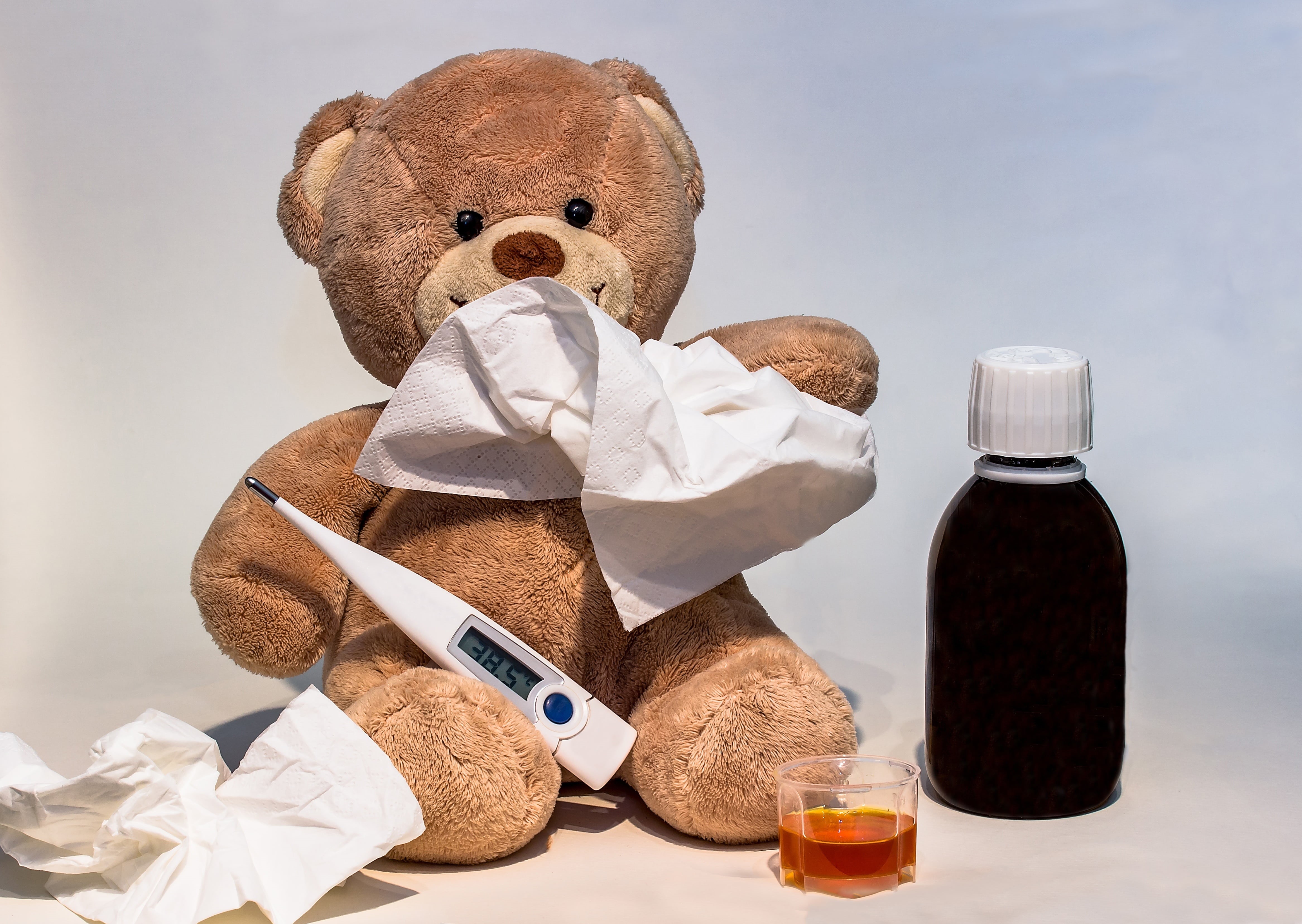 close-up, day, childhood, medical, healthcare and medicine, white background, teddy, snivel, still life, medicine, stuffed animal, 4K, ill, container, HD Wallpaper