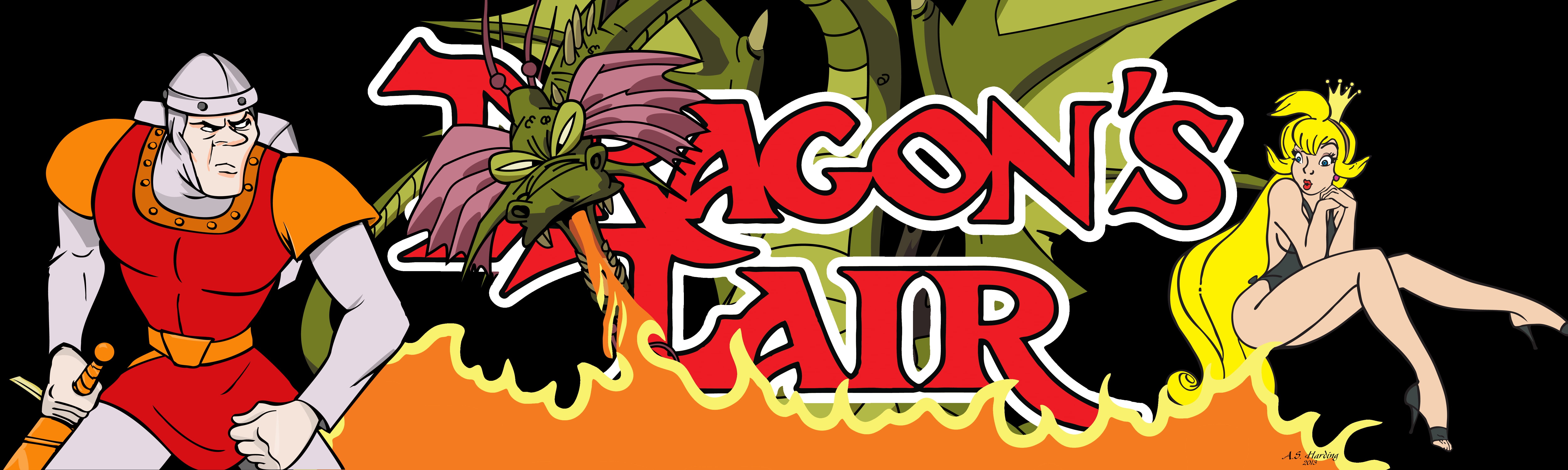 arcade marquee, Dragons lair, 5K, arcade cabinet, video game art, HD Wallpaper