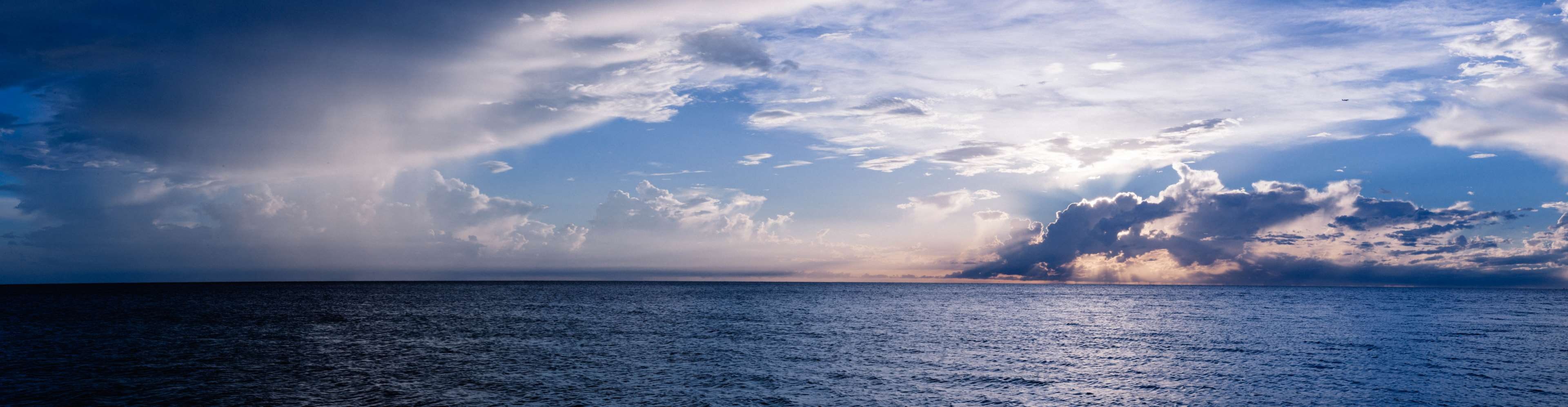 cloud - sky, ocean, outdoors, water, seascape, blue, beach, nature, sky, sea, horizon, rain, dark, beauty in nature, tranquility, storm, tropical climate, HD Wallpaper