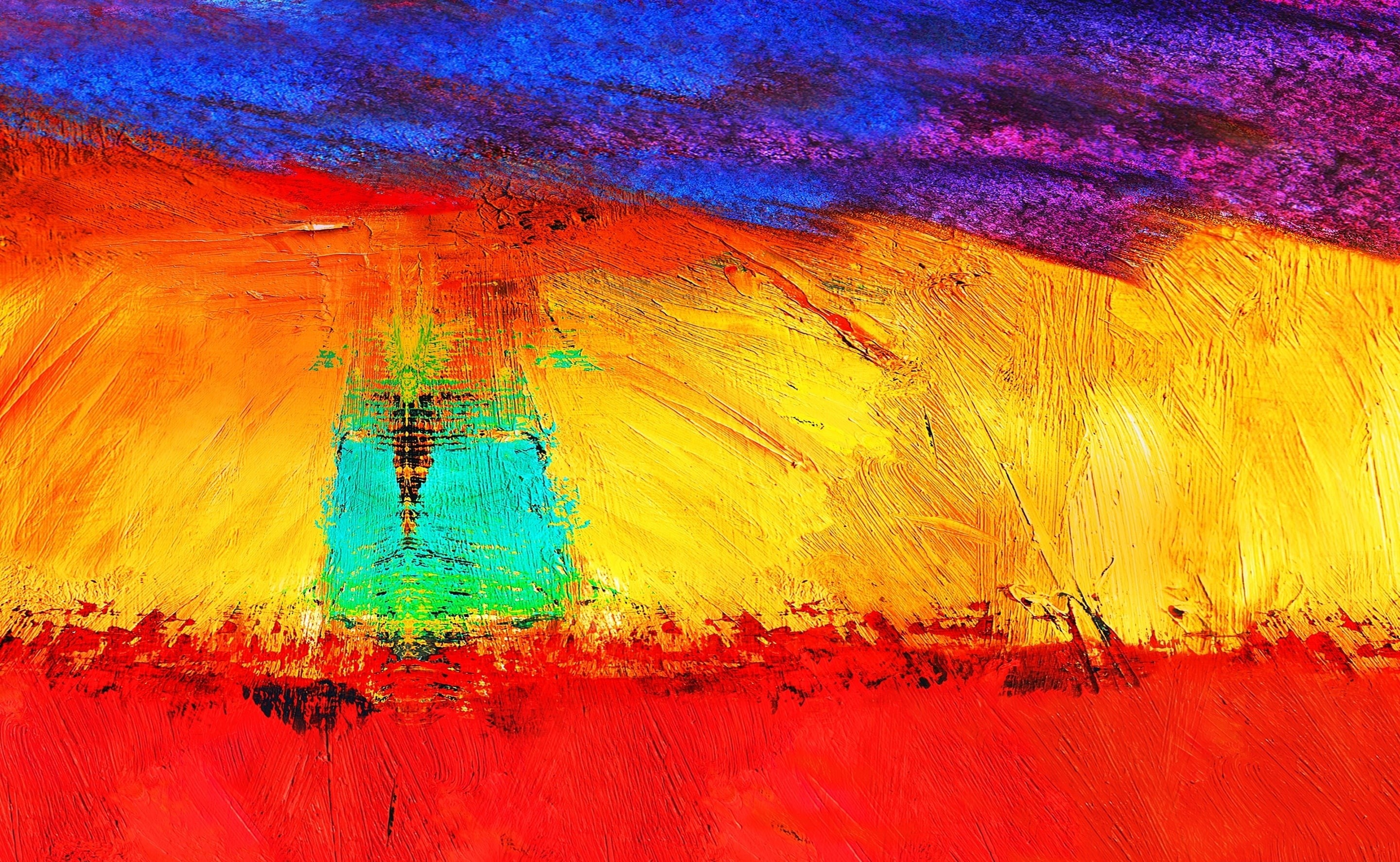 creativity, blue, abstract, close-up, vibrant color, paint, wall - building feature, architecture, multi colored, textured, 2K, multicolored, red, galaxy, HD Wallpaper