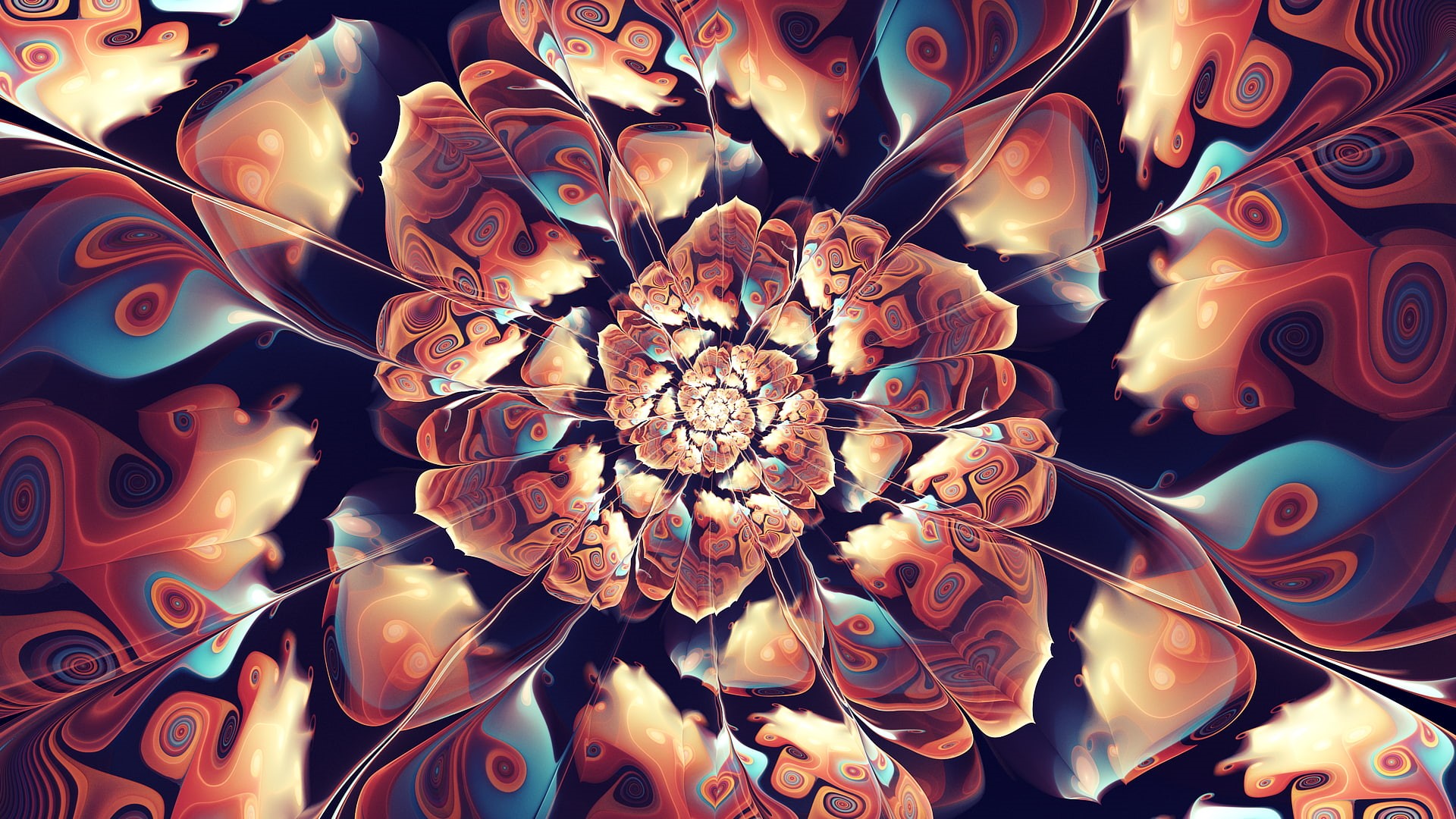 digital art, fractal, fractal flowers, 1080P, artwork, abstract, HD Wallpaper