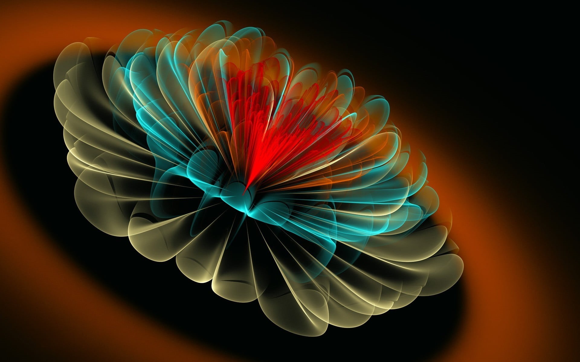 craft, fractal flowers, plastic, d, abstract, illuminated, paper, shape, close-up, blue, multi colored, art and craft, creativity, fractal, black background, HD Wallpaper