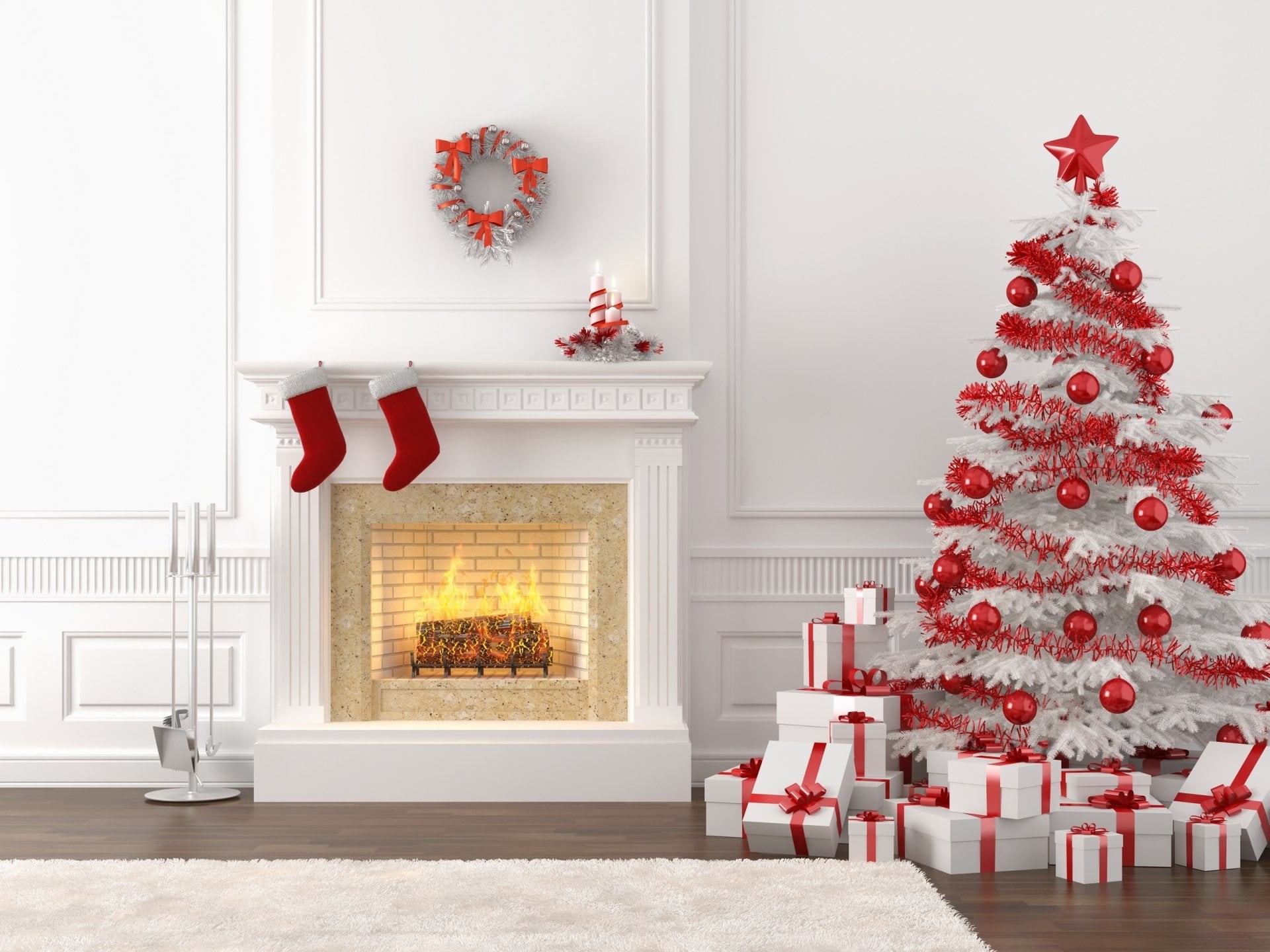 nature, Christmas Ornaments, bright, home interior, holiday - event, plant, Holiday, christmas decoration, christmas ornament, Fireplace, christmas stocking, HD Wallpaper