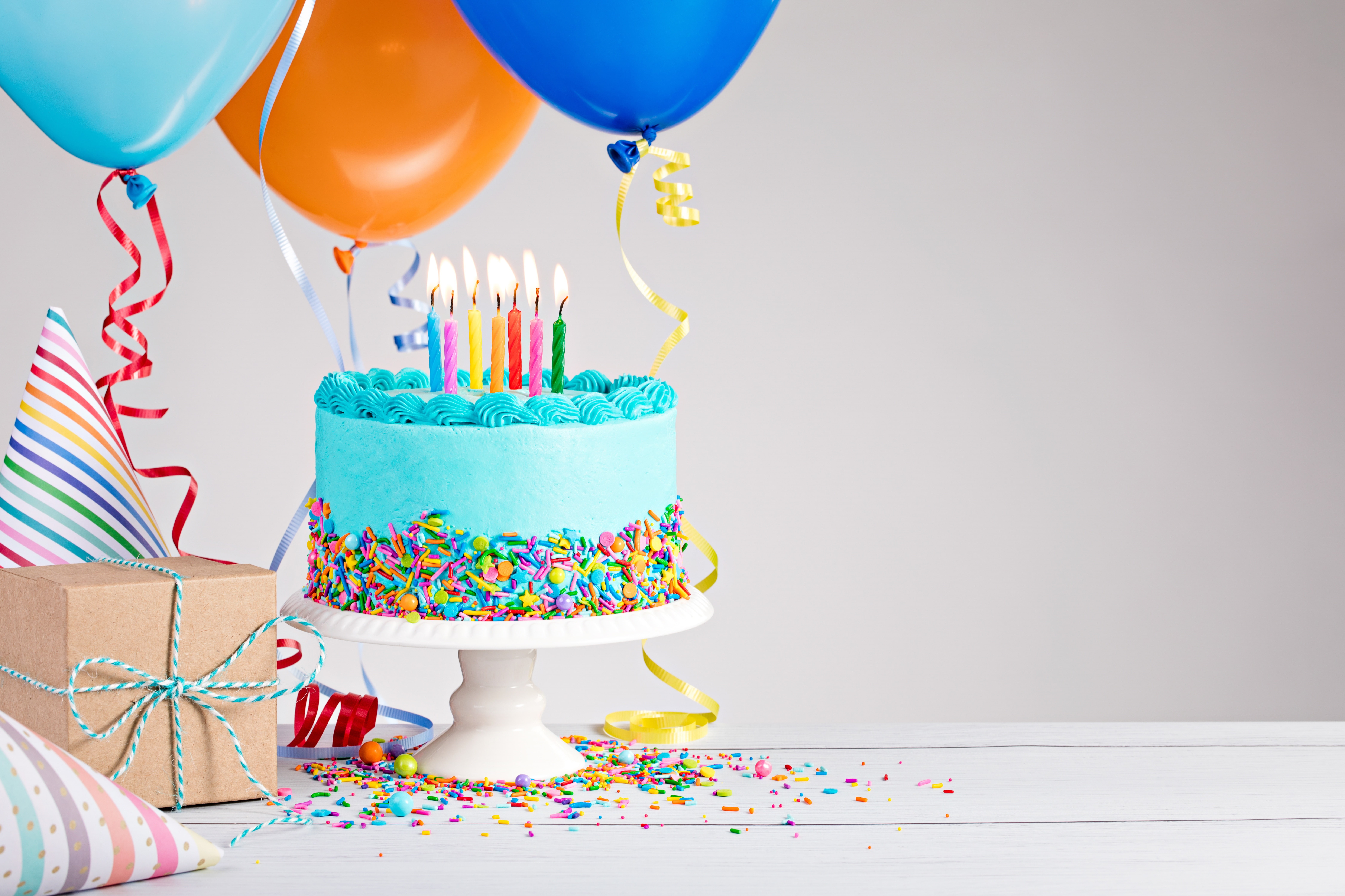 Pastry, Balloon, Holiday, 8K, Birthday, Gift, Cake, Candle, Celebration, HD Wallpaper