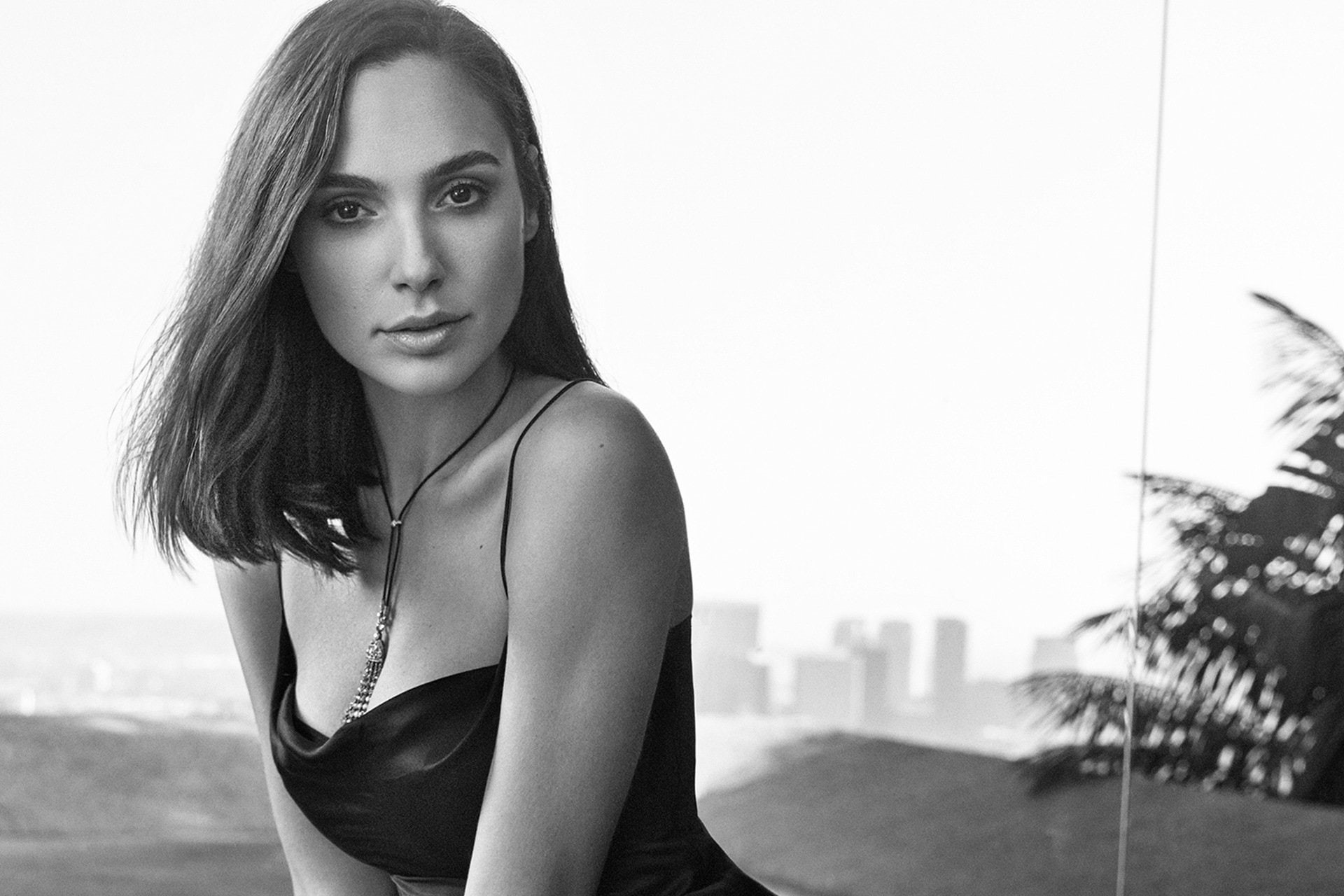 Israeli, Black and White, Actresses, Actress, 1080P, Gal Gadot, HD Wallpaper