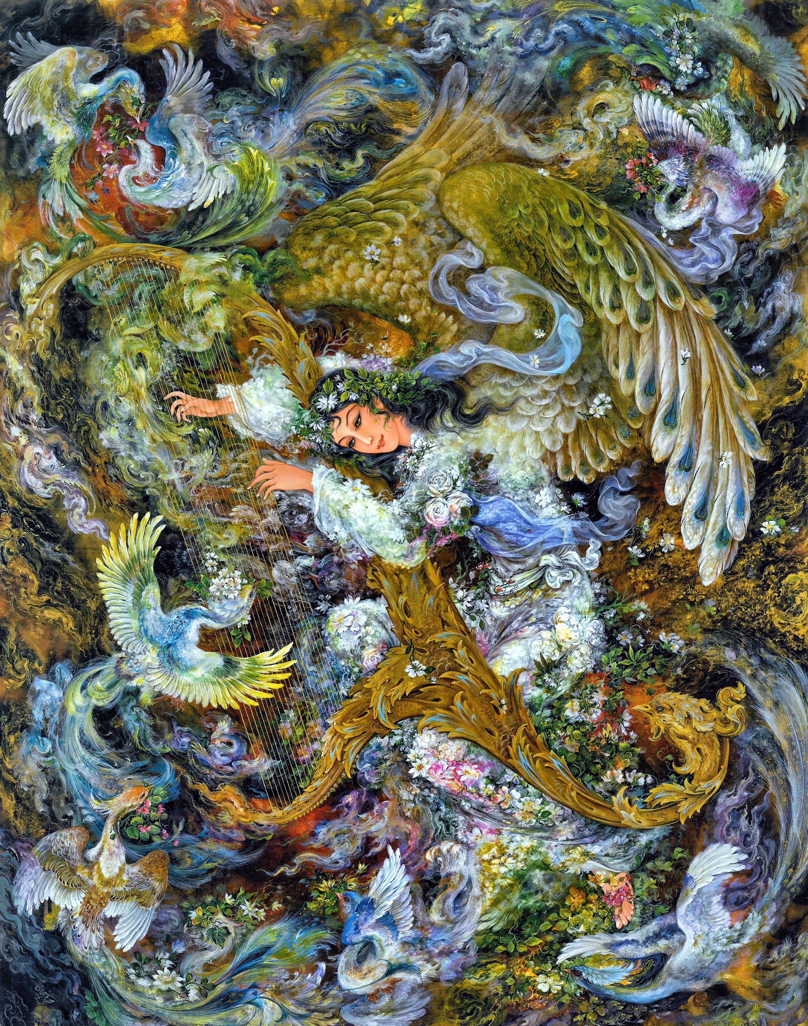 creationc sounds, painting, 2K, farshchian, miniature, ostad mahmoud, Phone HD Wallpaper