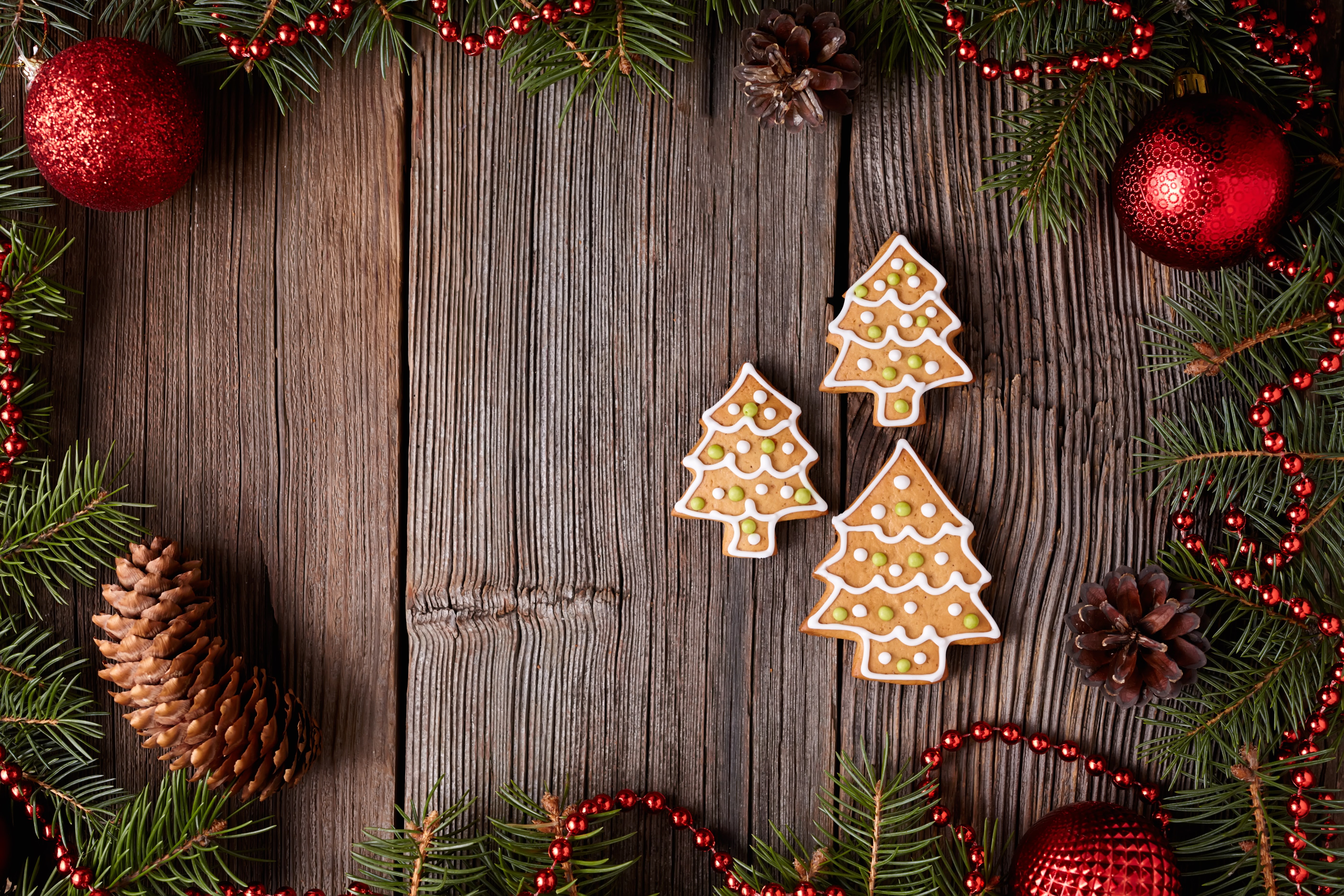 cakes, decoration, gingerbread, cookies, three, trees, Merry, New Year, glaze, Christmas, 5K, Xmas, sweet, HD Wallpaper