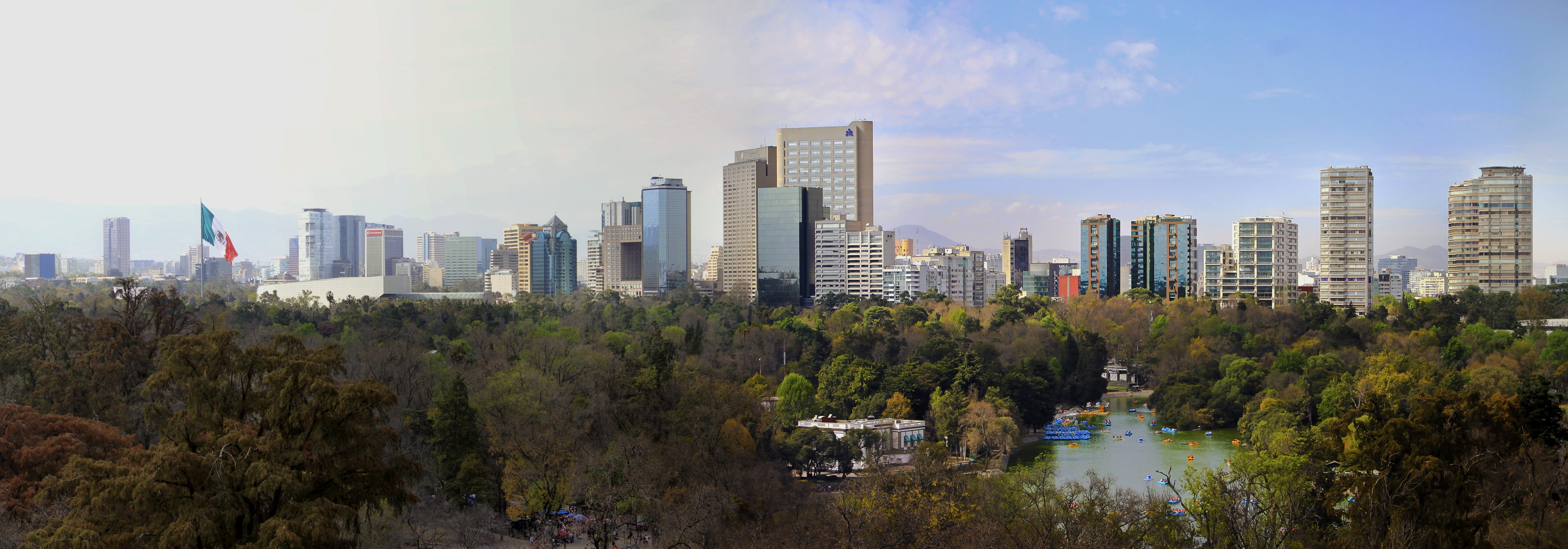 chapultepec, skyscraper, city, built structure, day, 5K, office building exterior, residential district, tree, water, building, architecture, buildings, HD Wallpaper