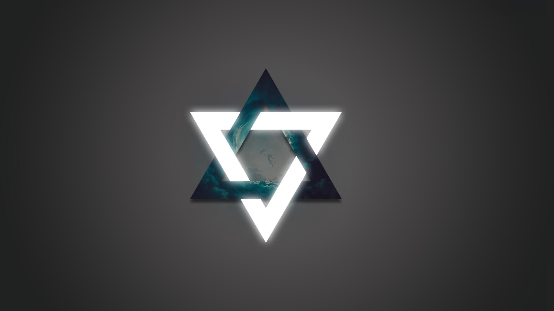 gray background, degrade, grey, clouds, 1080P, geometry, triangle, HD Wallpaper