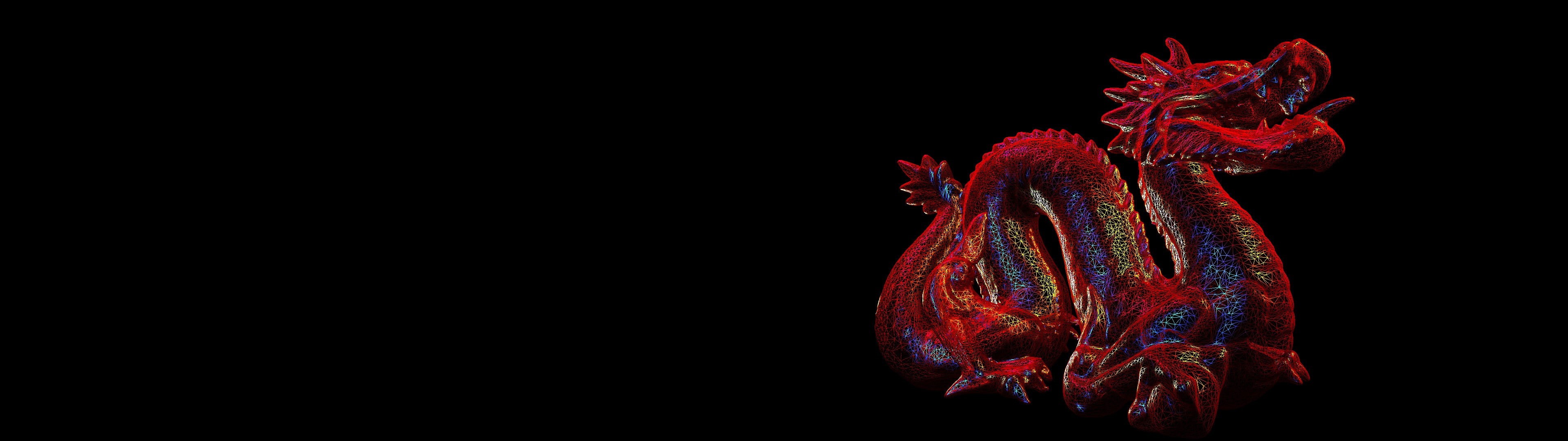 4K, red, black background, close-up, cut out, dragon 3d wireframe multiscreen, paint, rooster, animal, copy space, bird, no people, animal themes, indoors, HD Wallpaper