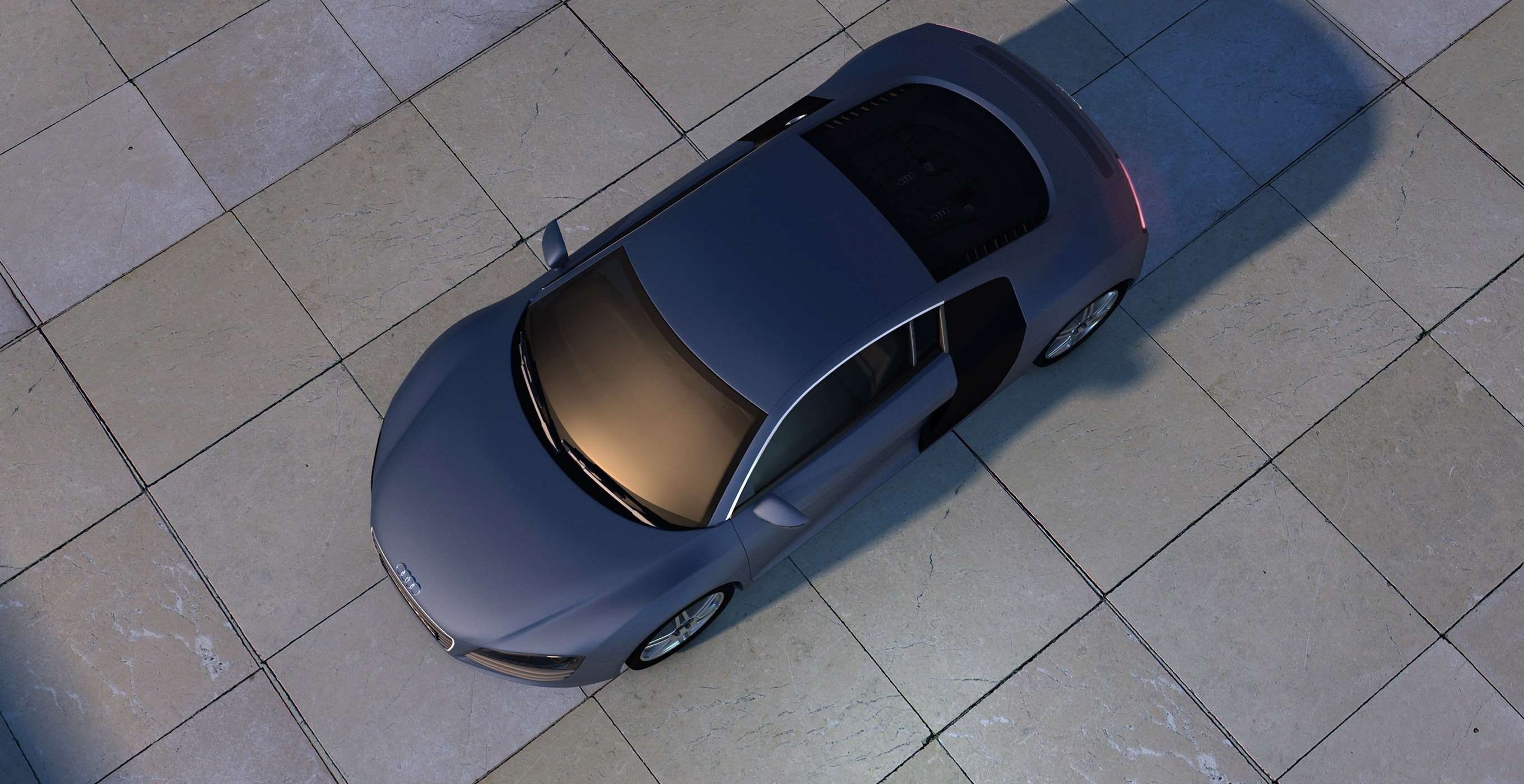 tiled floor, audi, sun reflections, metallic, day, no people, architecture, flooring, automobile, 3d visualization, technology, racing car, reflection, HD Wallpaper