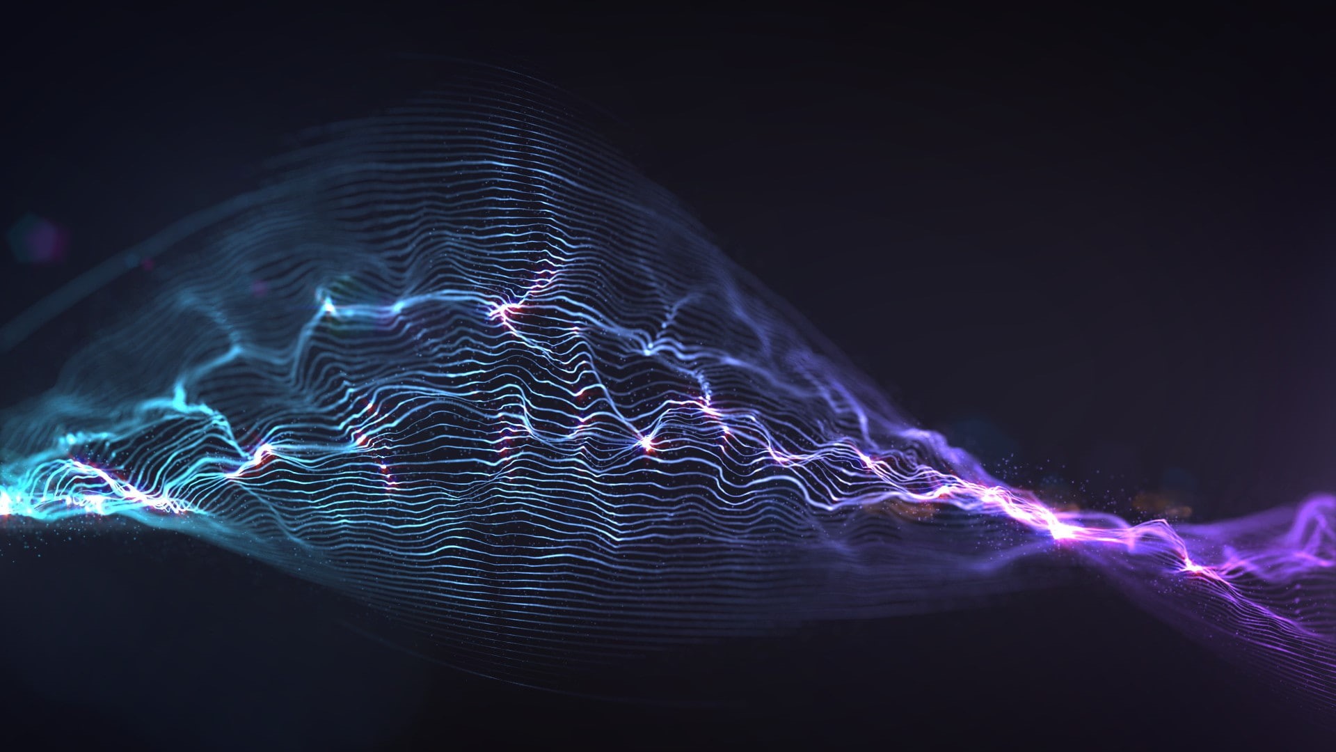 futuristic, black background, connection, internet, 1080P, light trail, long exposure, motion, technology, multi colored, data, wireframe digital art abstract artwork dark, HD Wallpaper