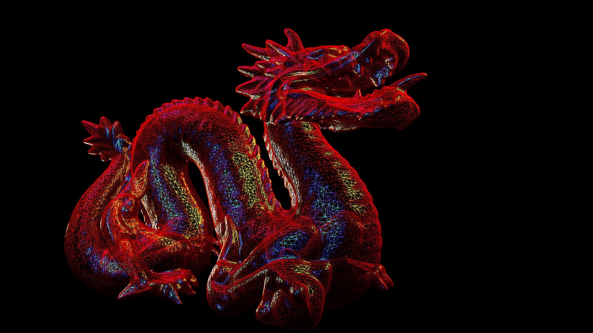 pattern, still life, indoors, Wireframe, dragon, water, creativity, 1080P, 3d, animal, art and craft, no people, animal themes, nature, black background, HD Wallpaper