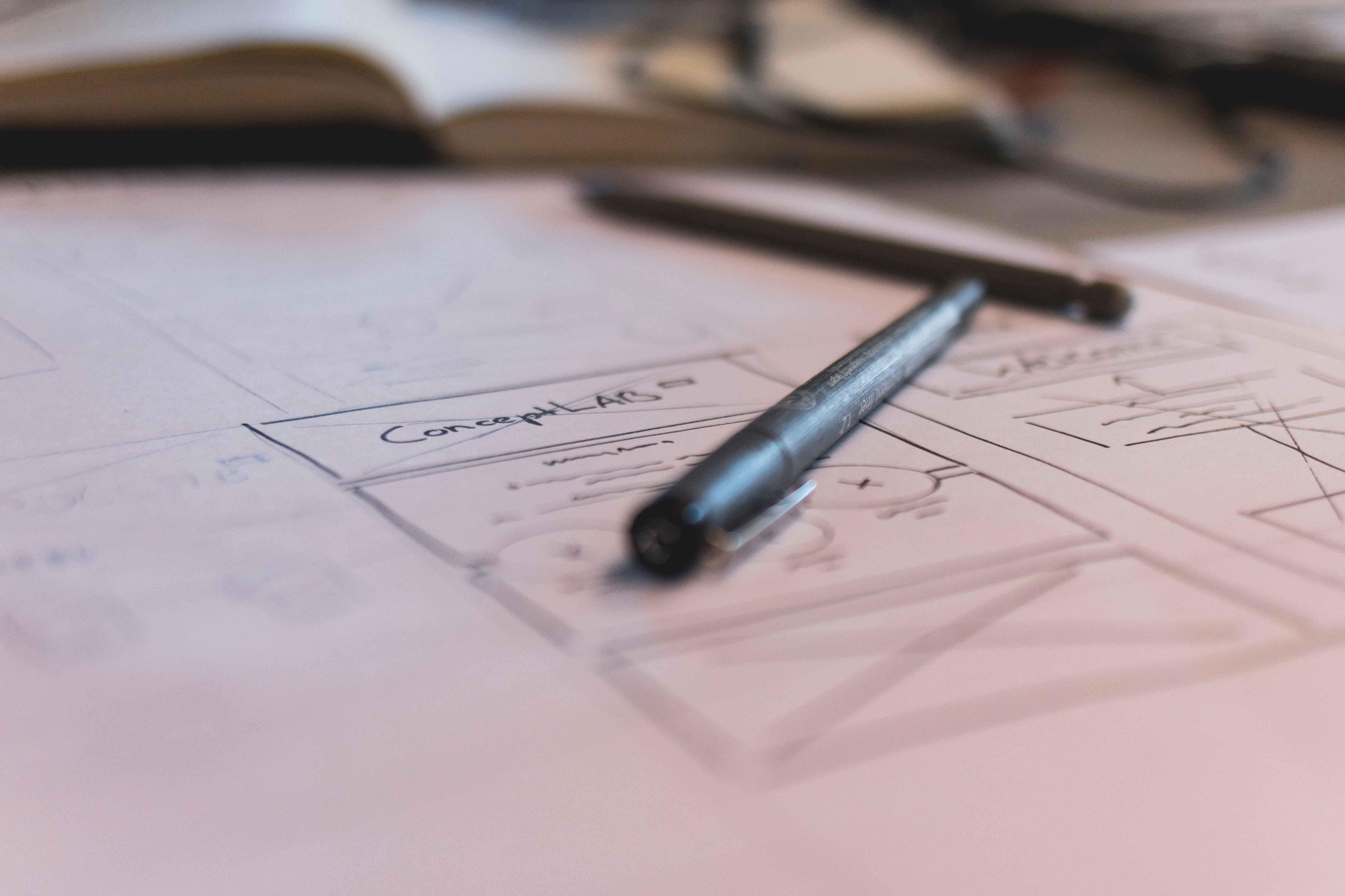 web design, design, indoors, plan, no people, close-up, medium group of objects, planning, paperwork, ui, architecture, mobile, sketch, pen, art and craft, HD Wallpaper