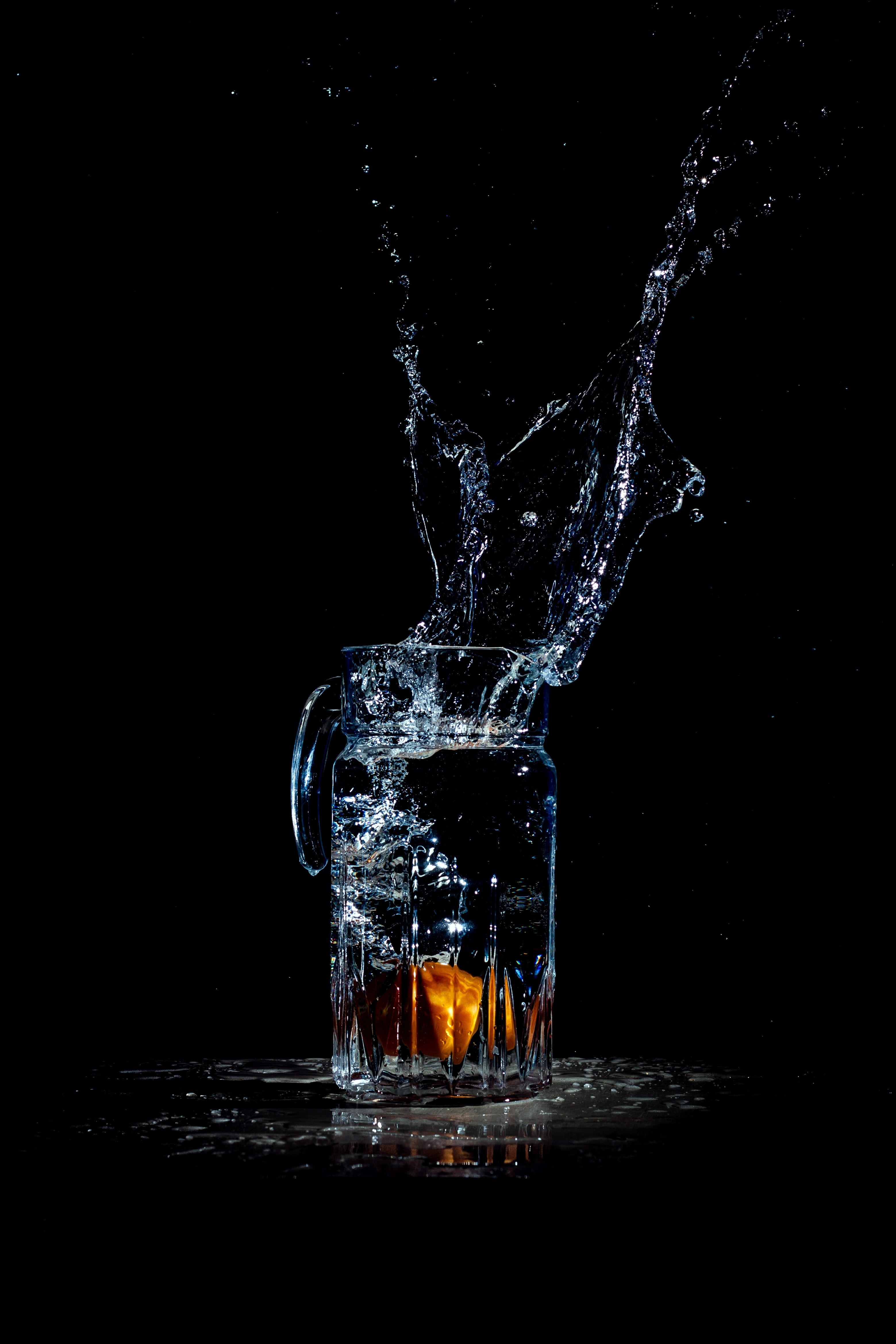 refreshment, indoors, drink, transparent, copy space, splashing, no people, household equipment, nature, water splash, black background, splash water, food and drink, Phone HD Wallpaper