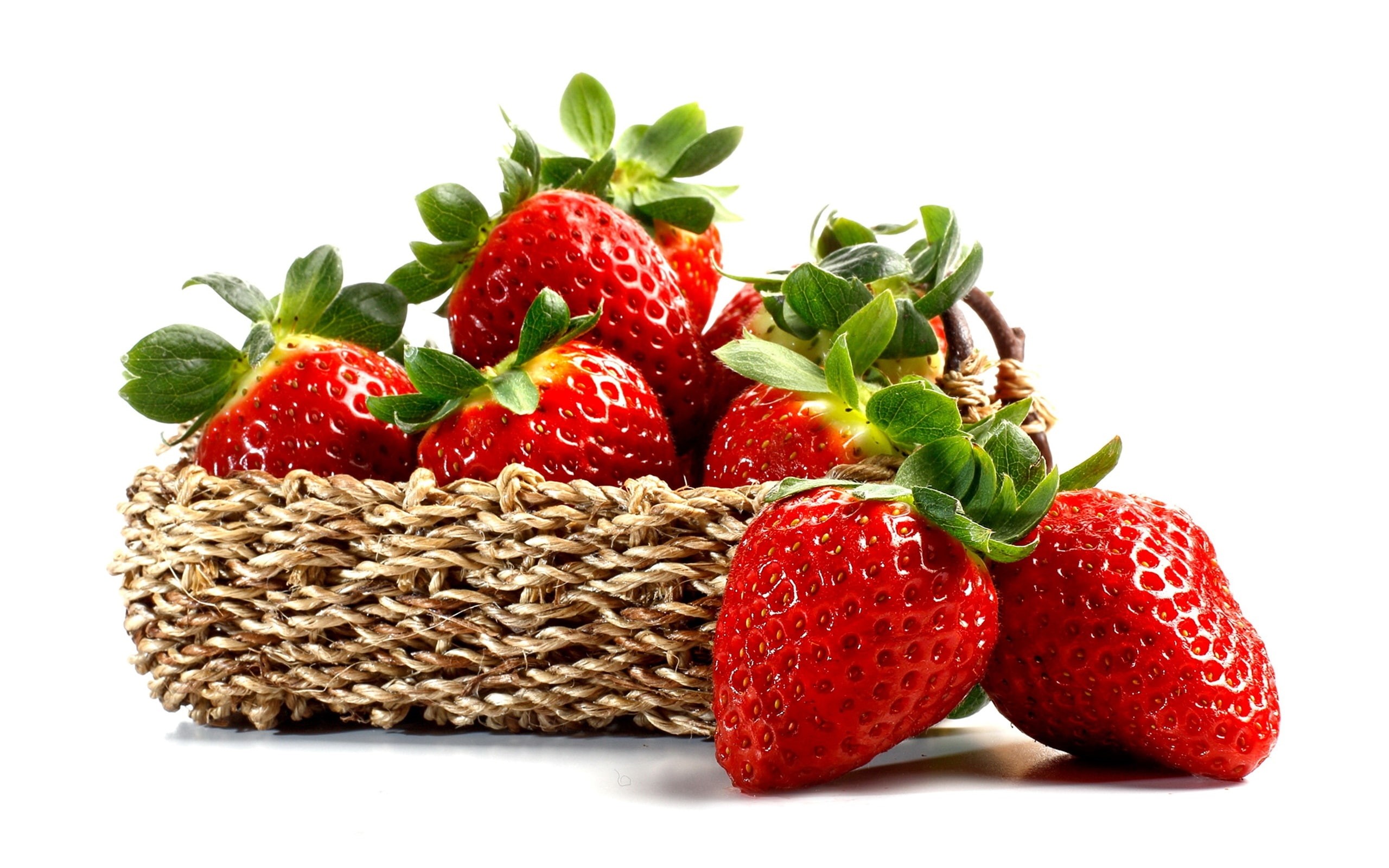 Basket, Fresh, Strawberry, strawberries, Red, 2K, Fruit, Berries, HD Wallpaper