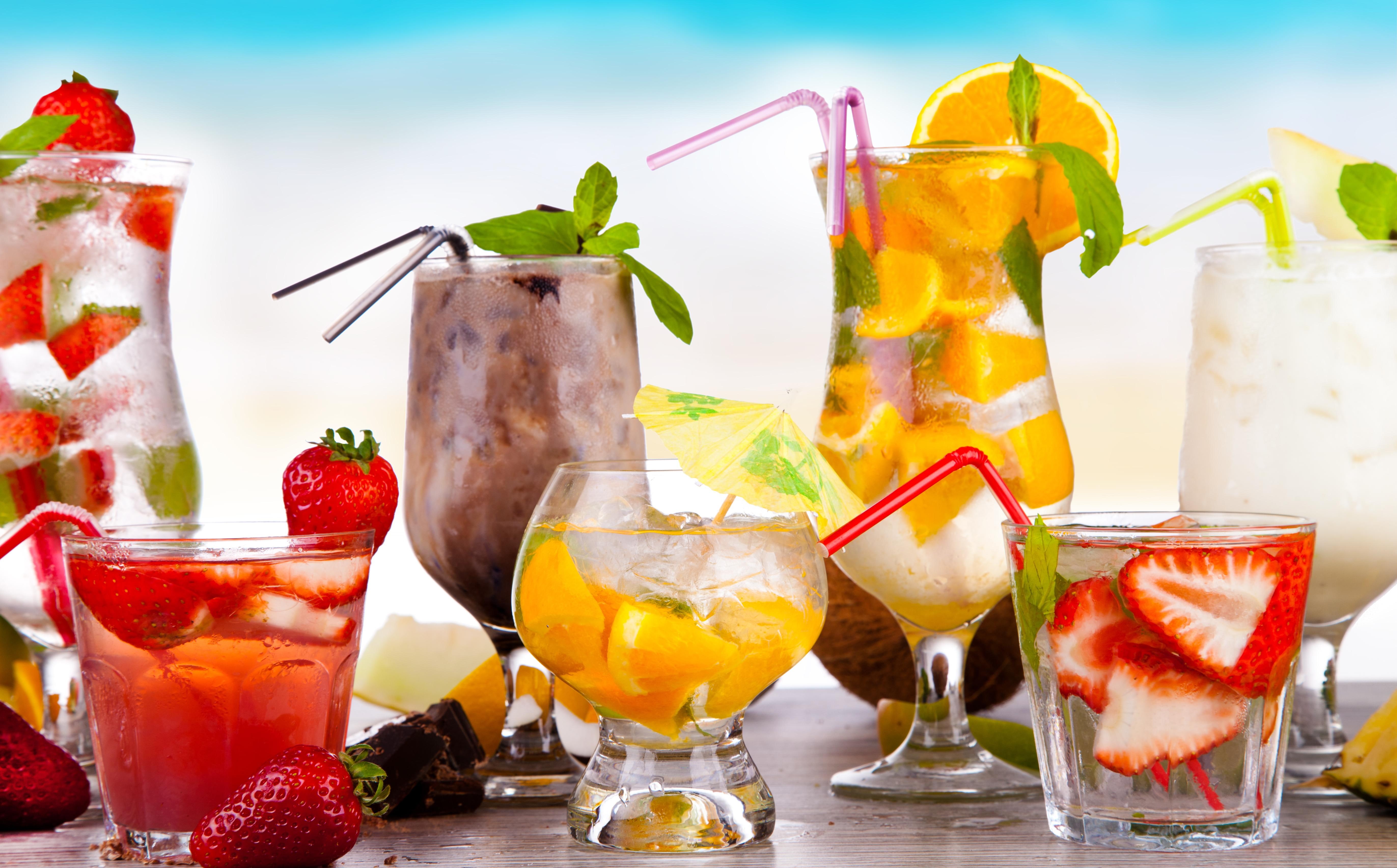 cocktails, fruit, 5K, chocolate, orange, strawberry, HD Wallpaper