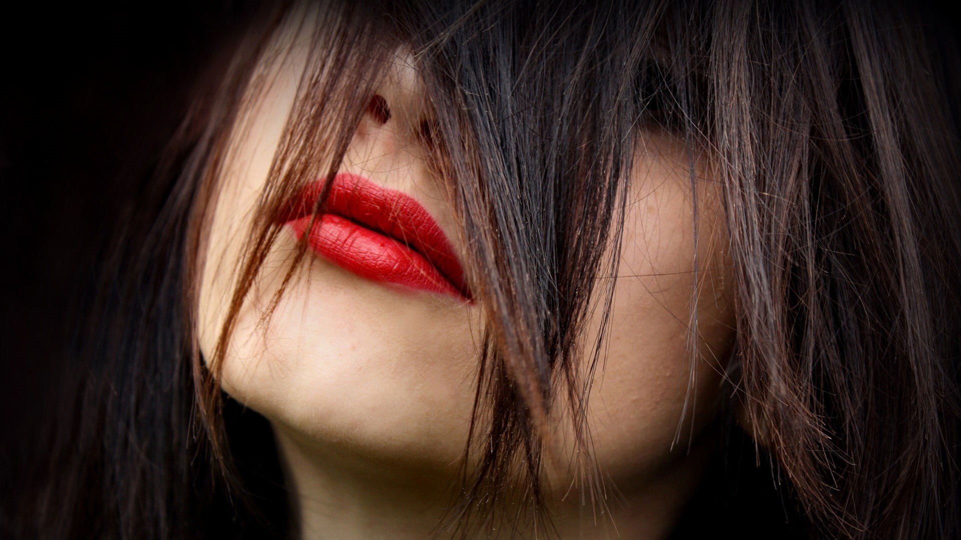 beauty, lipstick, covering, closeup, contemplation, headshot, obscured face, woman, human body part, human face, women, hair, close-up, hairstyle, brown hair, HD Wallpaper