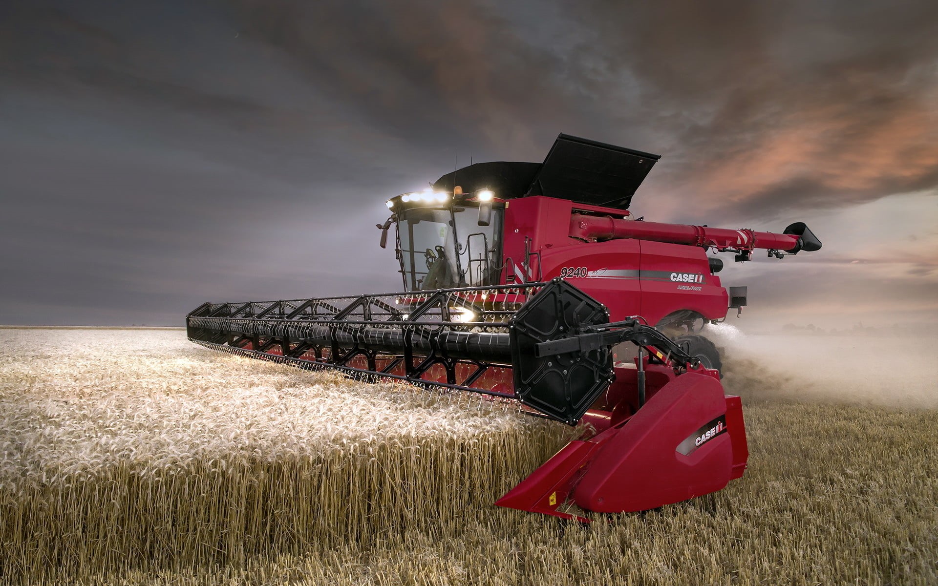 mode of transportation, growth, combine harvester, harvester, Case IH Axial Flow 9240, combine, no people, machinery, field, environment, red, landscape, HD Wallpaper