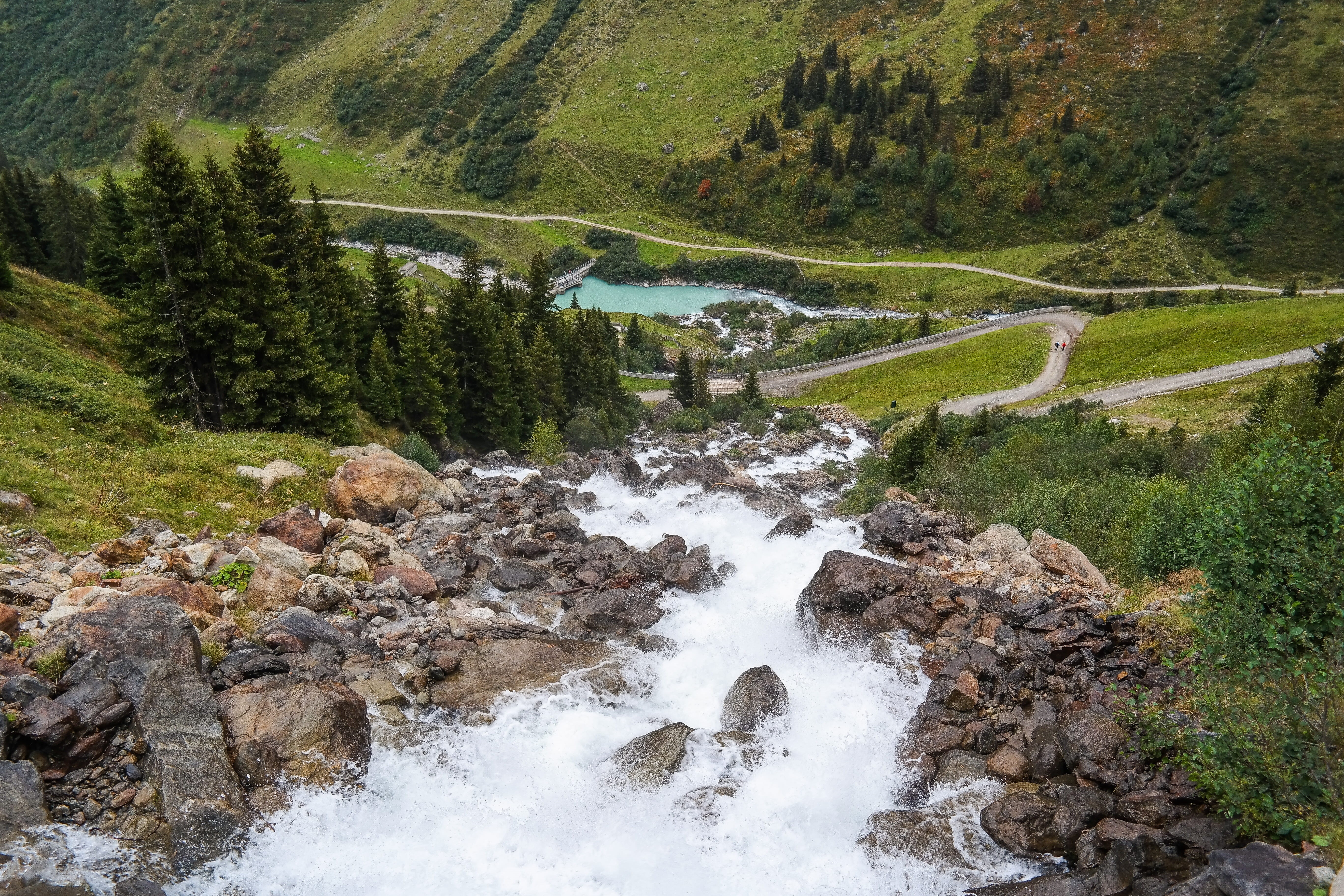 non-urban scene, torrent, tranquil scene, growth, mountains, water, power in nature, forest, plant, beauty in nature, nature, river, motion, outdoors, day, HD Wallpaper