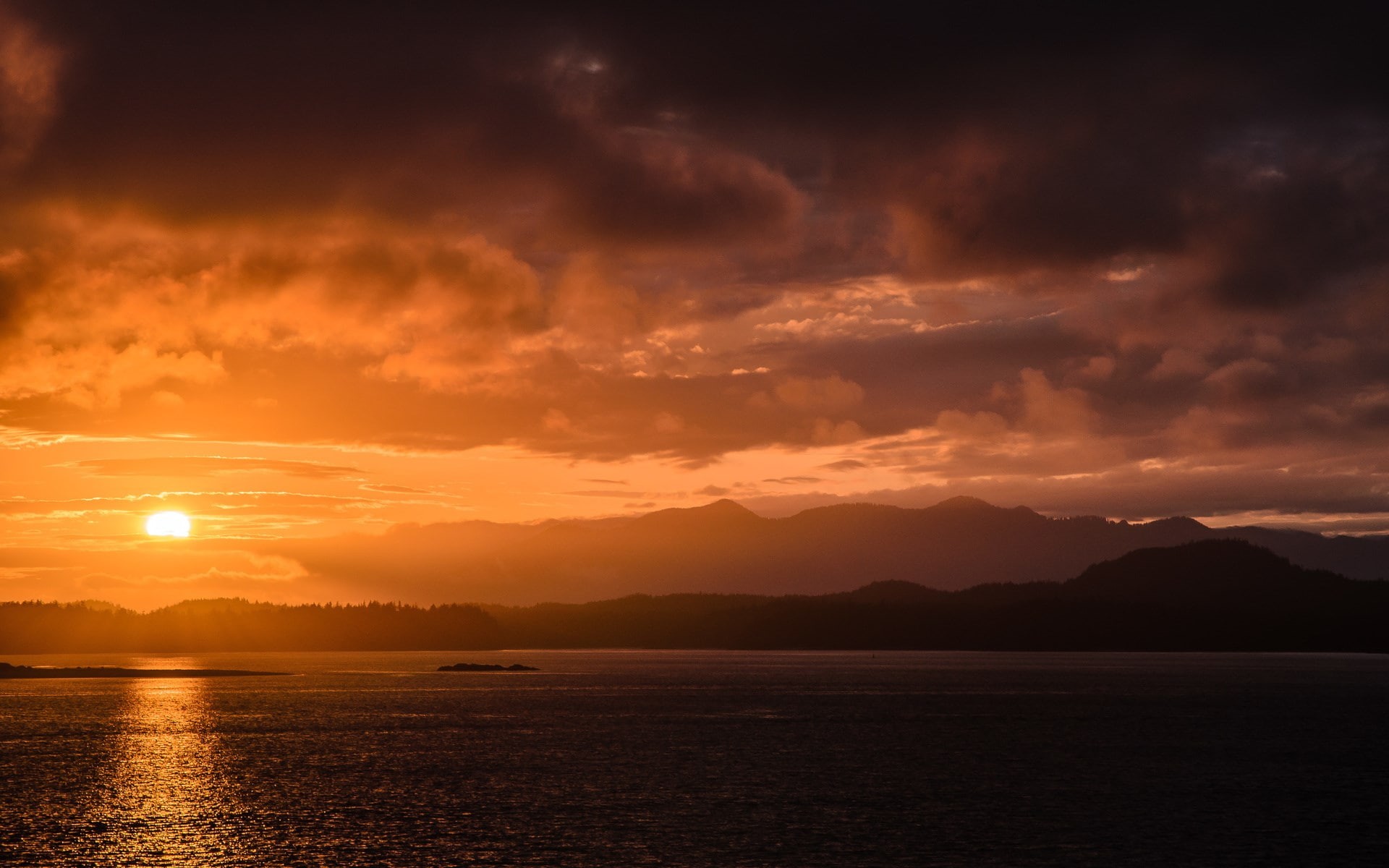 sea, cloud - sky, mountain, nature, idyllic, waterfront, scenics - nature, sky, non-urban scene, sunset, 1080P, no people, mountain range, tranquil scene, HD Wallpaper